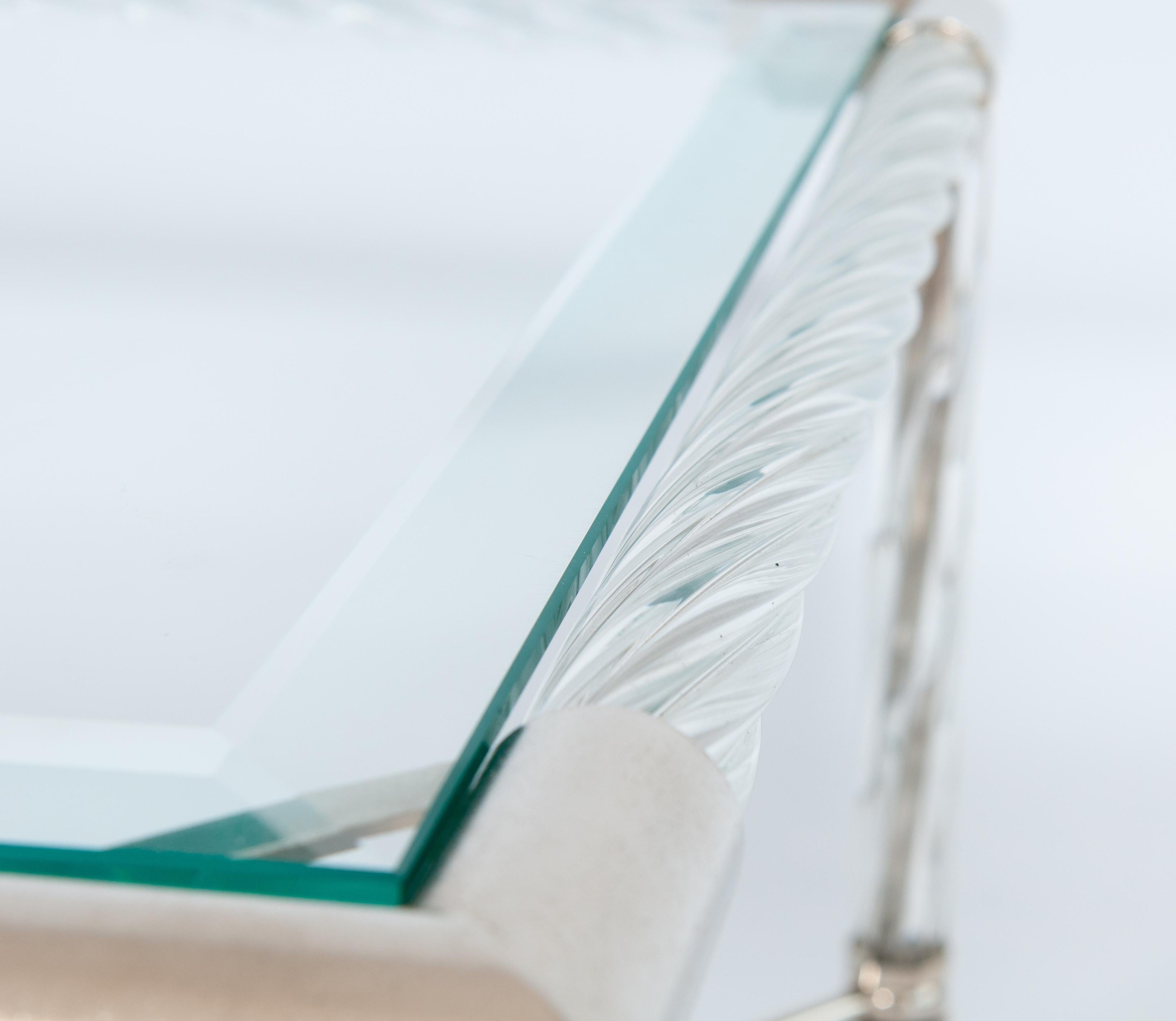 Mesa de centro de cristal de Murano transparente y cromo de Giovanni Dalla Fina, años 70 en venta 6