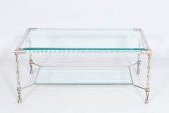 Table basse en verre de Murano transparent et chrome par Giovanni Dalla Fina, années 1970