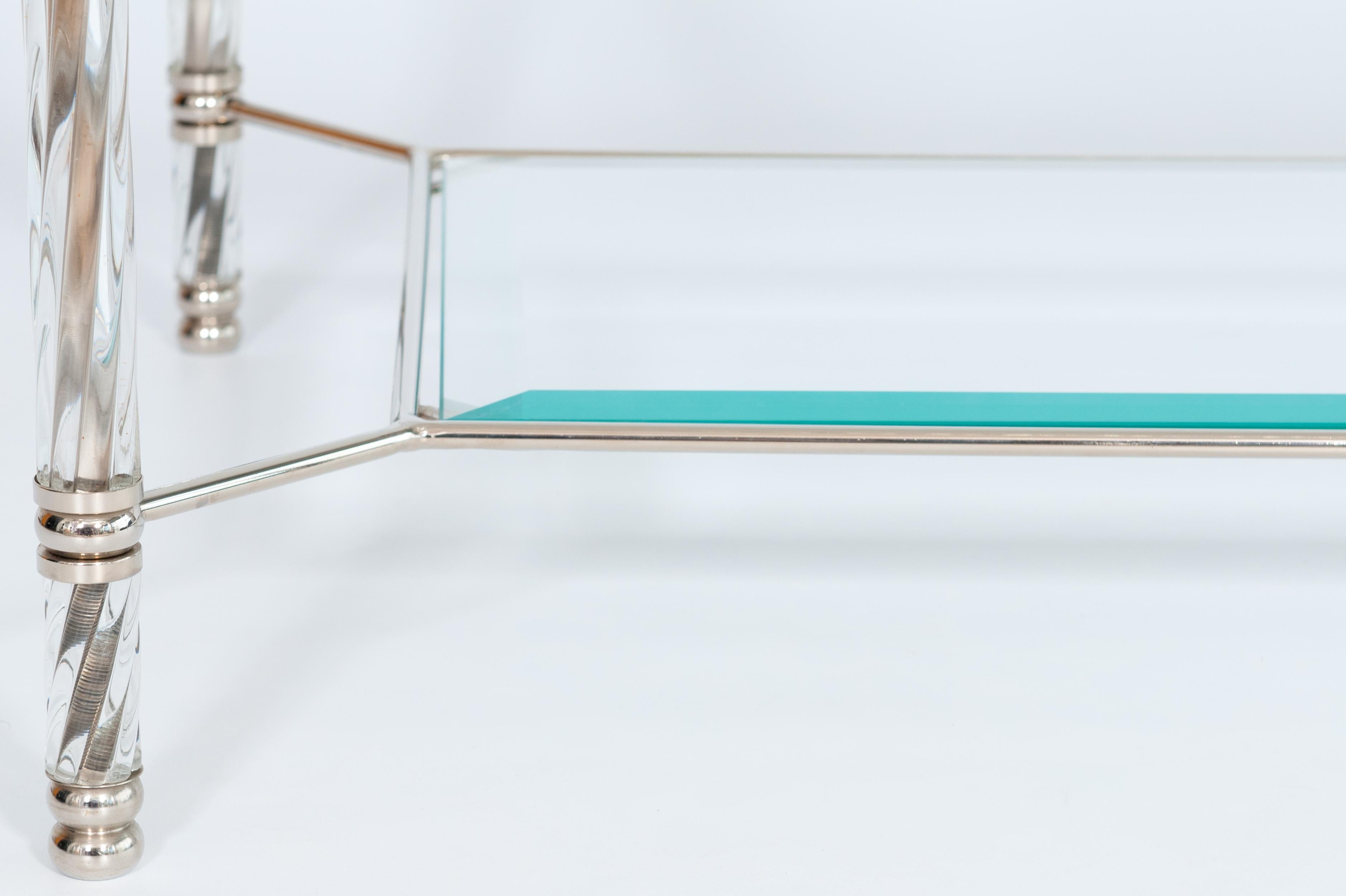 Mesa de centro de cristal de Murano transparente y cromo de Giovanni Dalla Fina, años 70 en Excelente estado para la venta en Villaverla, IT