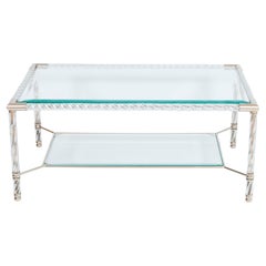 Mesa de centro de cristal de Murano transparente y cromo de Giovanni Dalla Fina, años 70