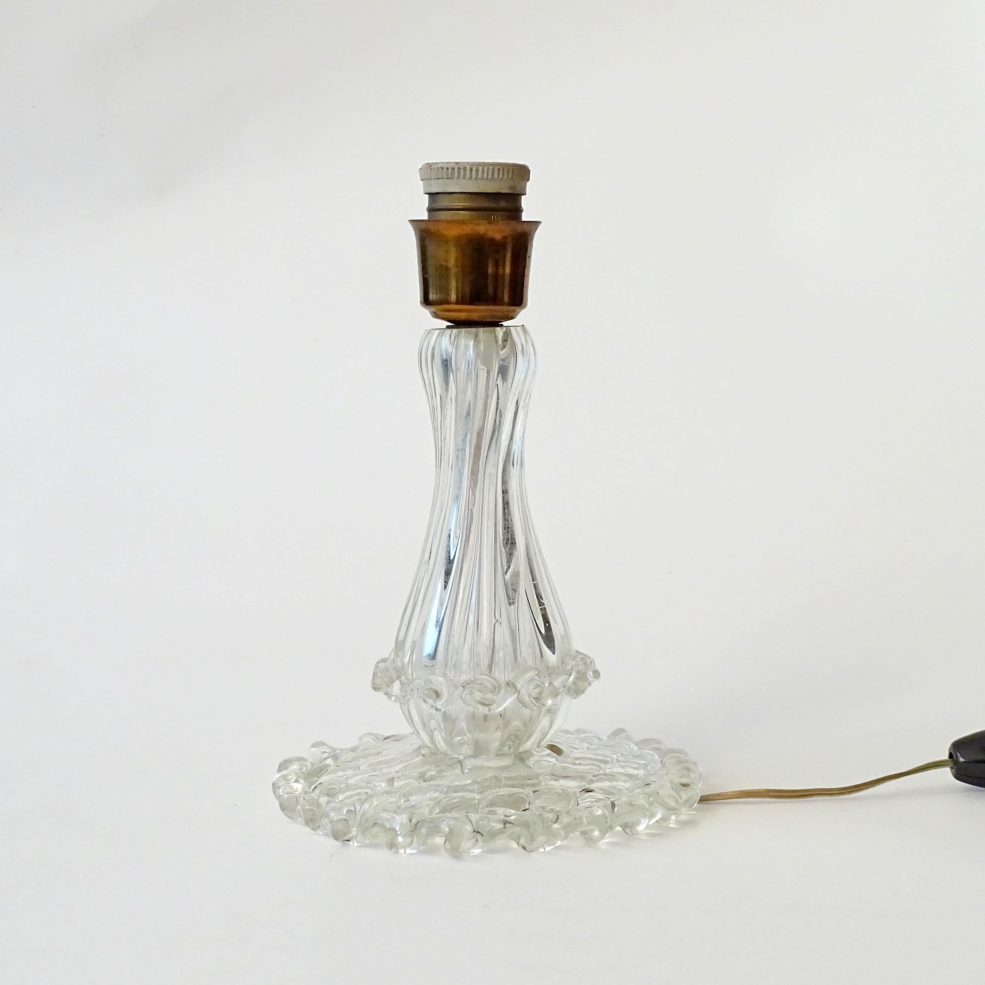 Transparent Murano Glass Crinolina Table Lamp, Italy 1940s In Excellent Condition For Sale In Milan, IT