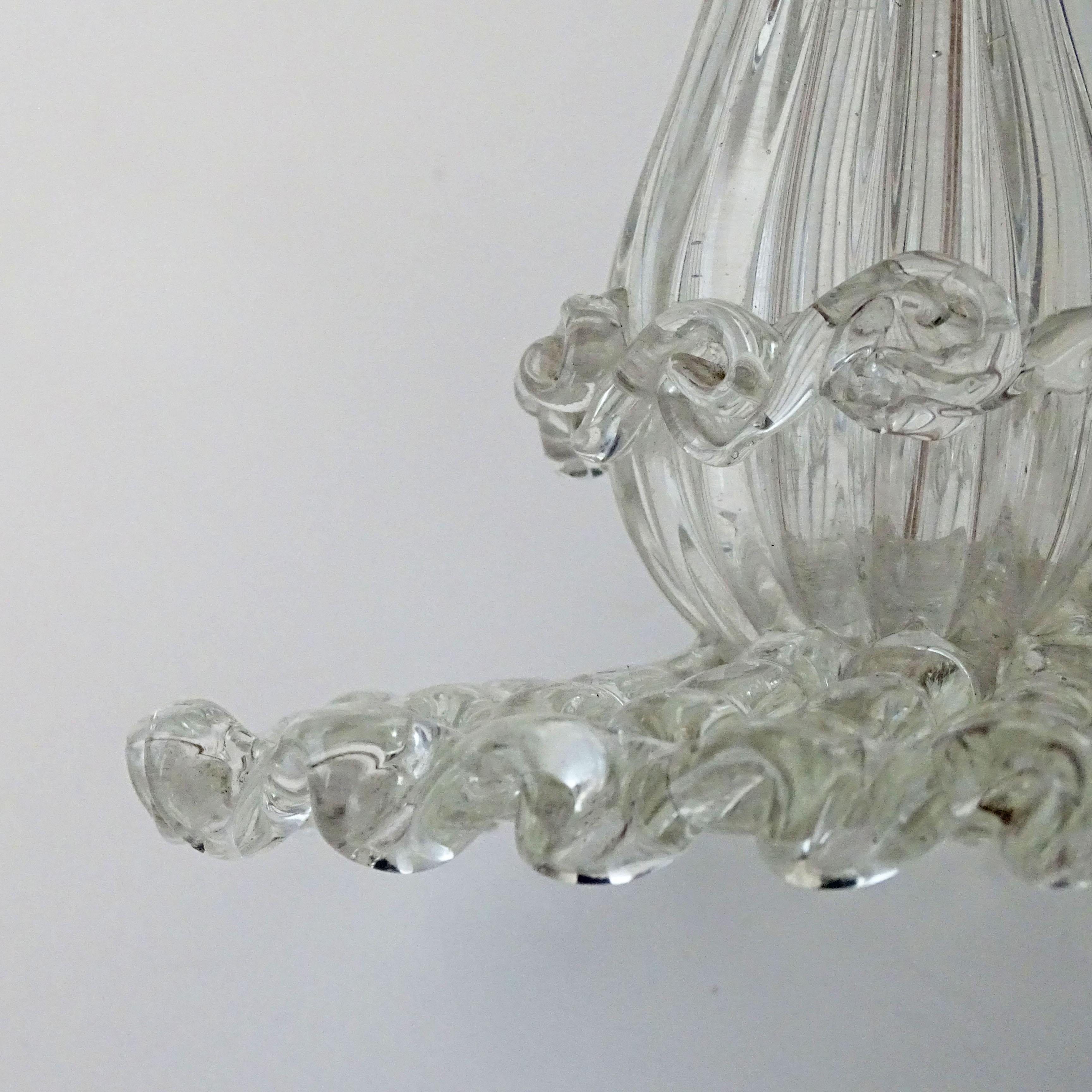 Transparent Murano Glass Crinolina Table Lamp, Italy 1940s For Sale 1