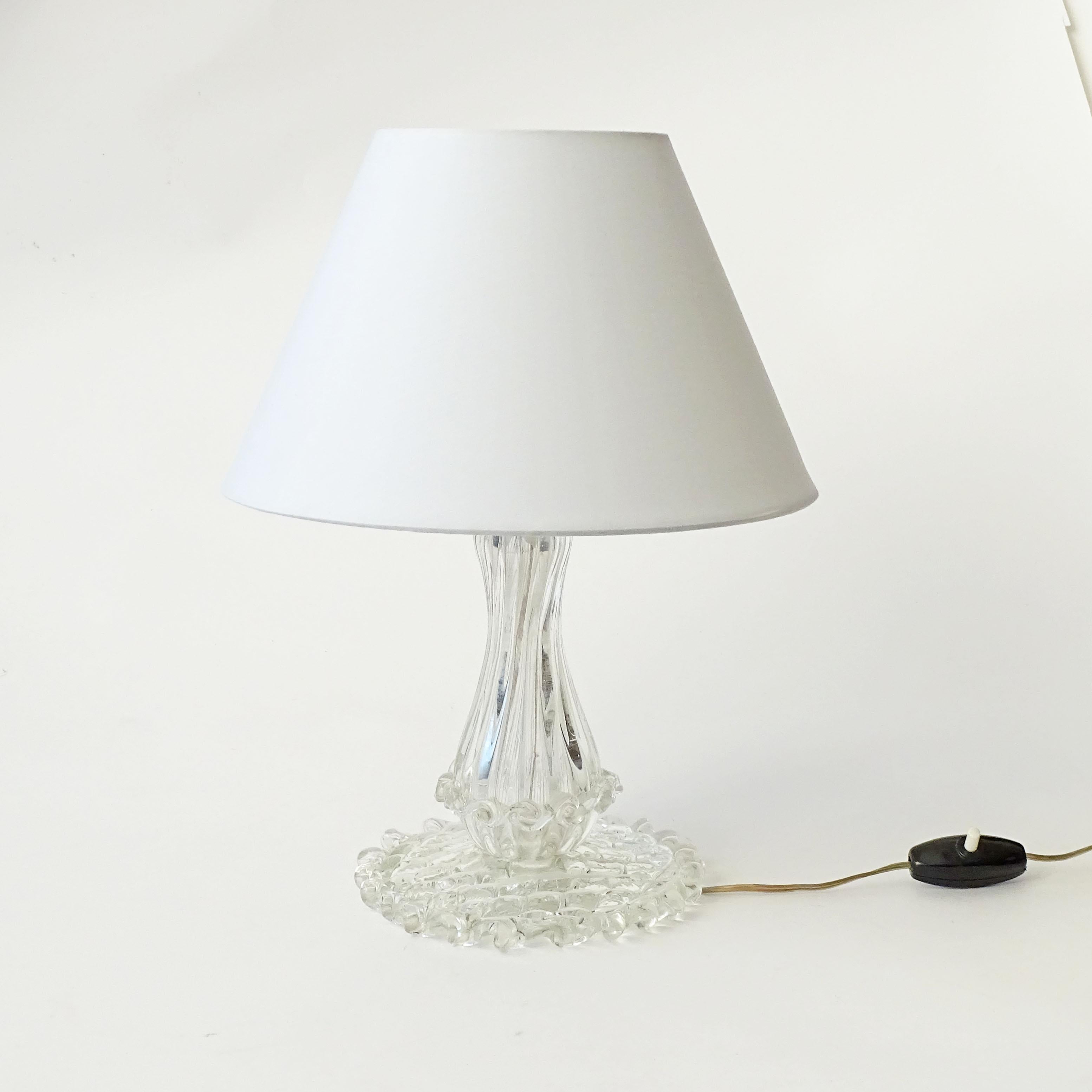 Transparent Murano Glass Crinolina Table Lamp, Italy 1940s For Sale 2