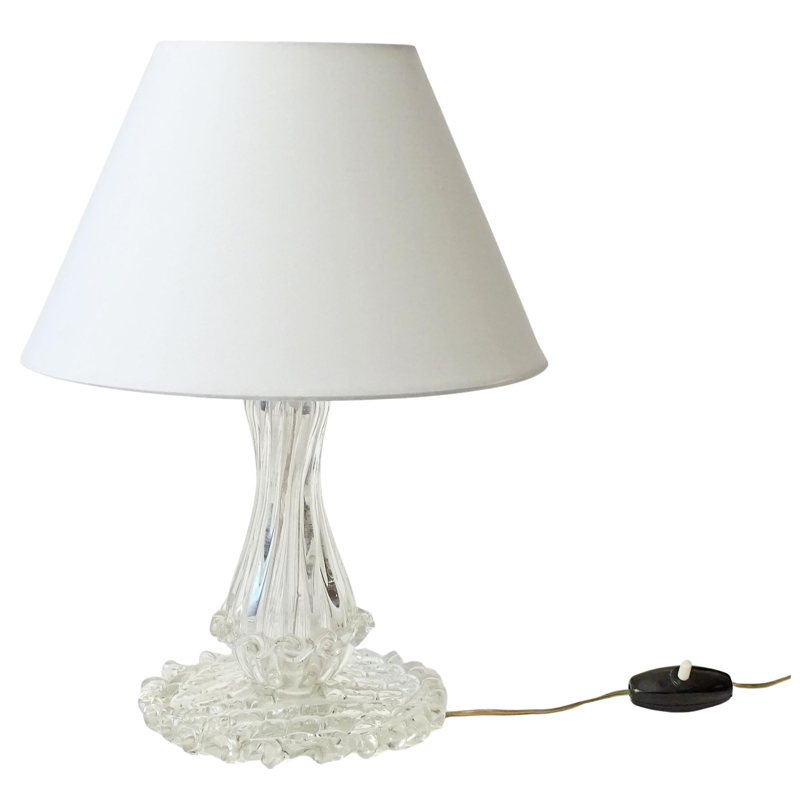 Transparent Murano Glass Crinolina Table Lamp, Italy 1940s For Sale