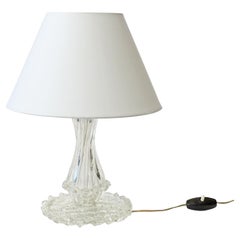 Transparent Murano Glass Crinolina Table Lamp, Italy 1940s