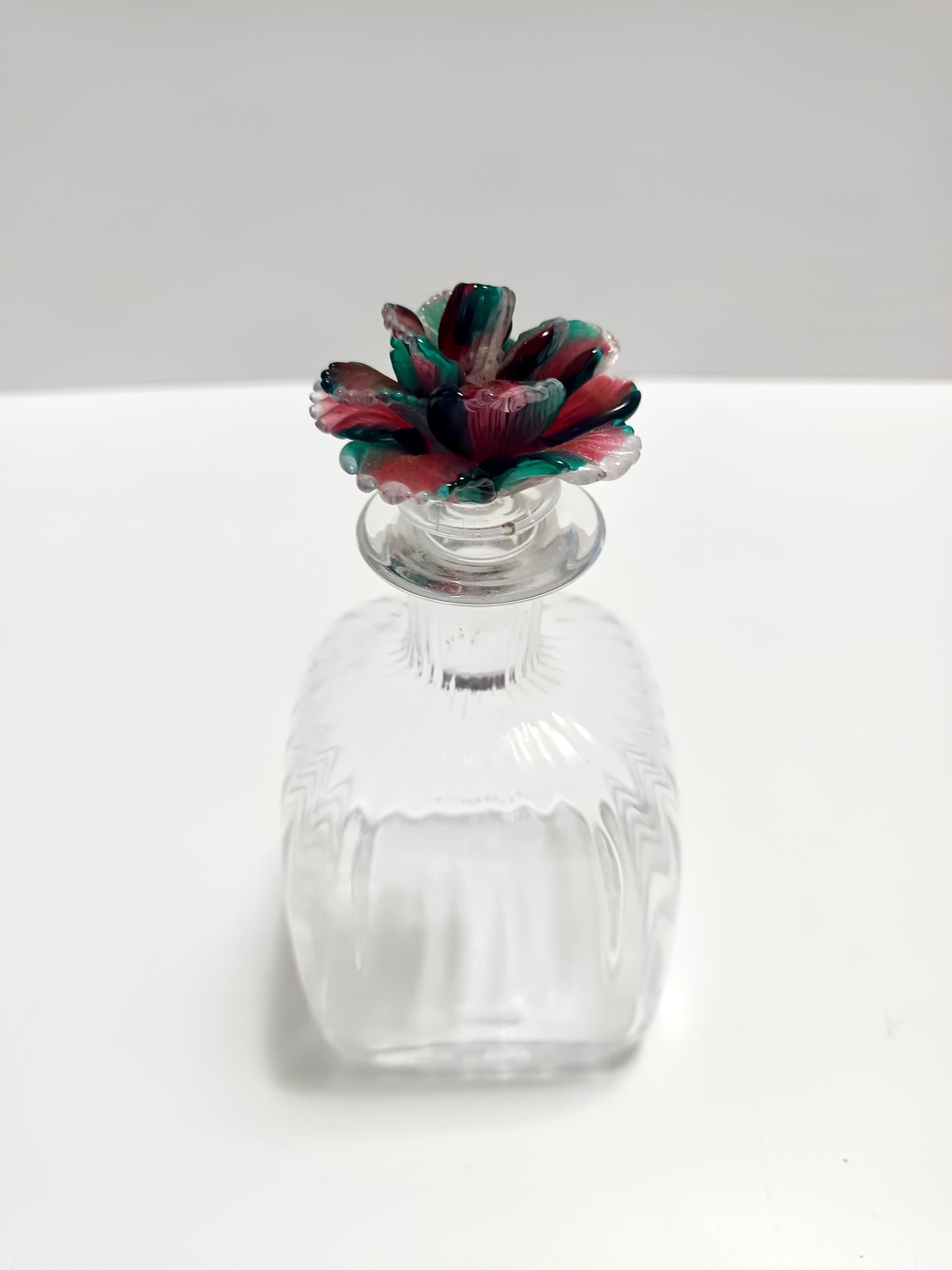 Italian Transparent Murano Glass Decanter Bottle by Carlo Moretti, Italy For Sale