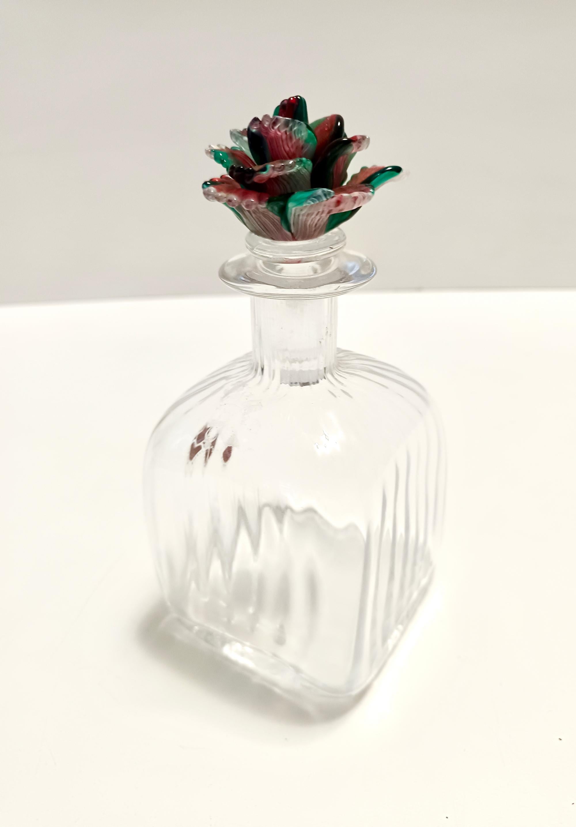 Transparent Murano Glass Decanter Bottle by Carlo Moretti, Italy In Excellent Condition For Sale In Bresso, Lombardy