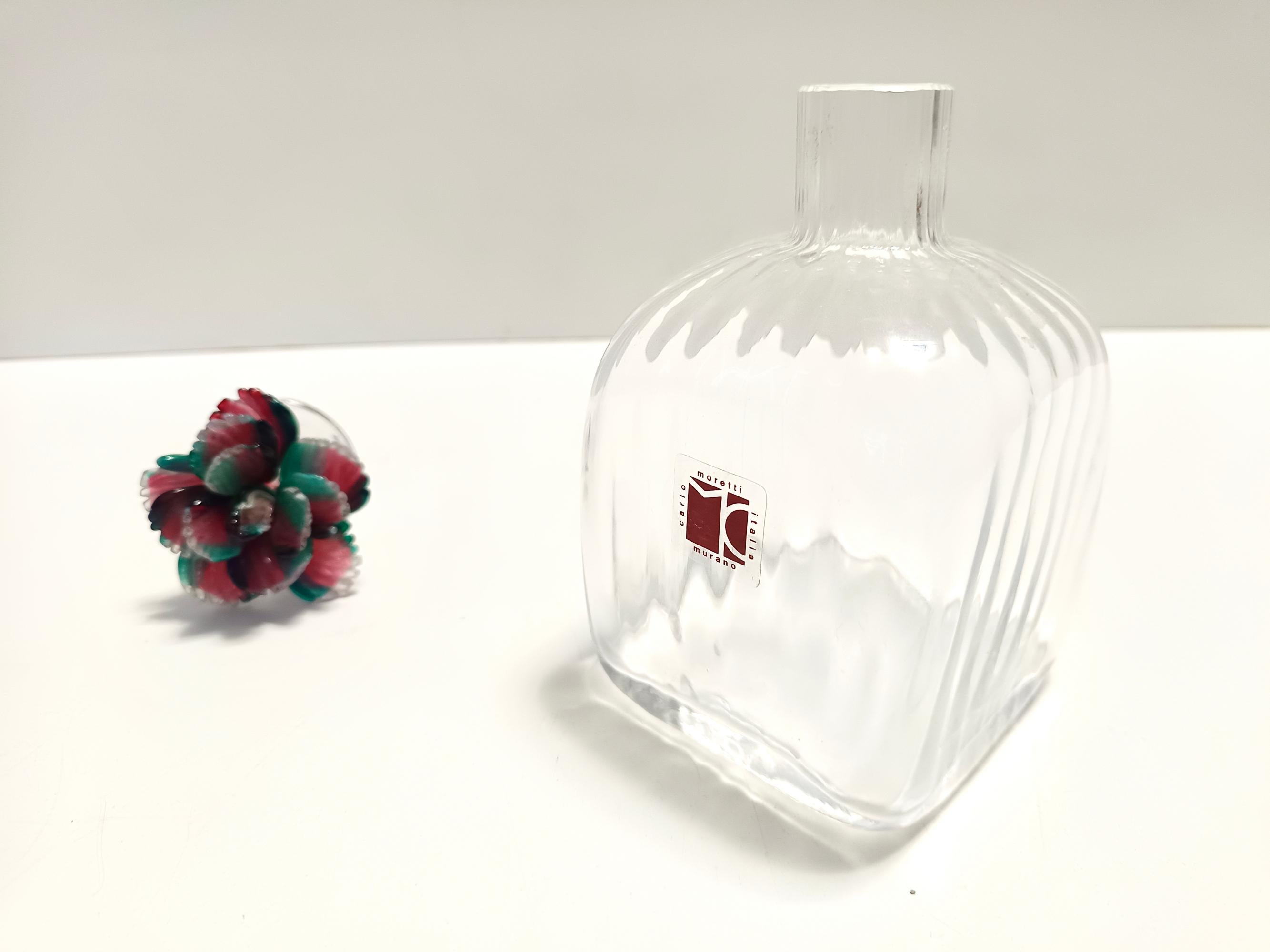 Late 20th Century Transparent Murano Glass Decanter Bottle by Carlo Moretti, Italy For Sale