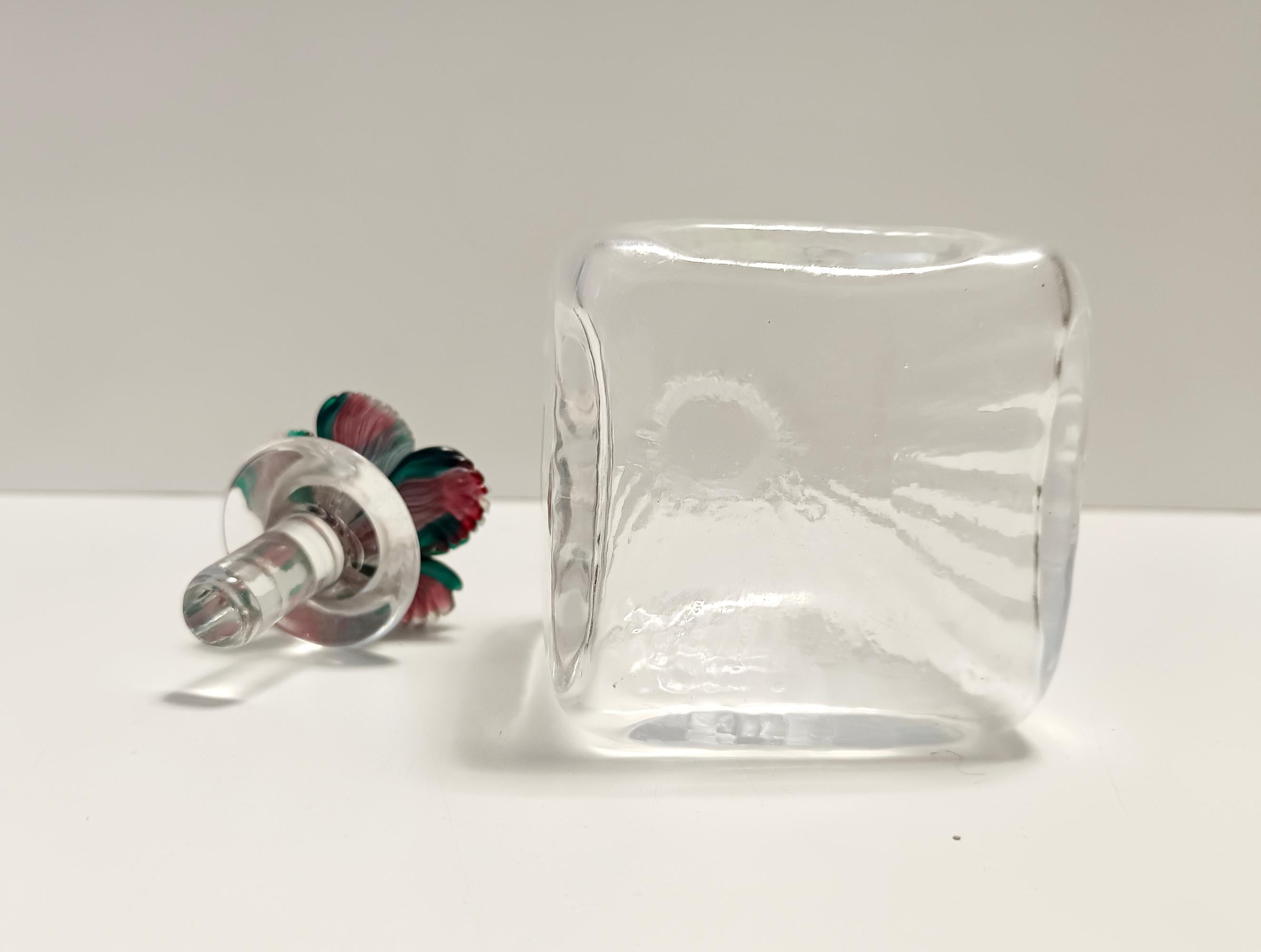 Transparent Murano Glass Decanter Bottle by Carlo Moretti, Italy For Sale 1
