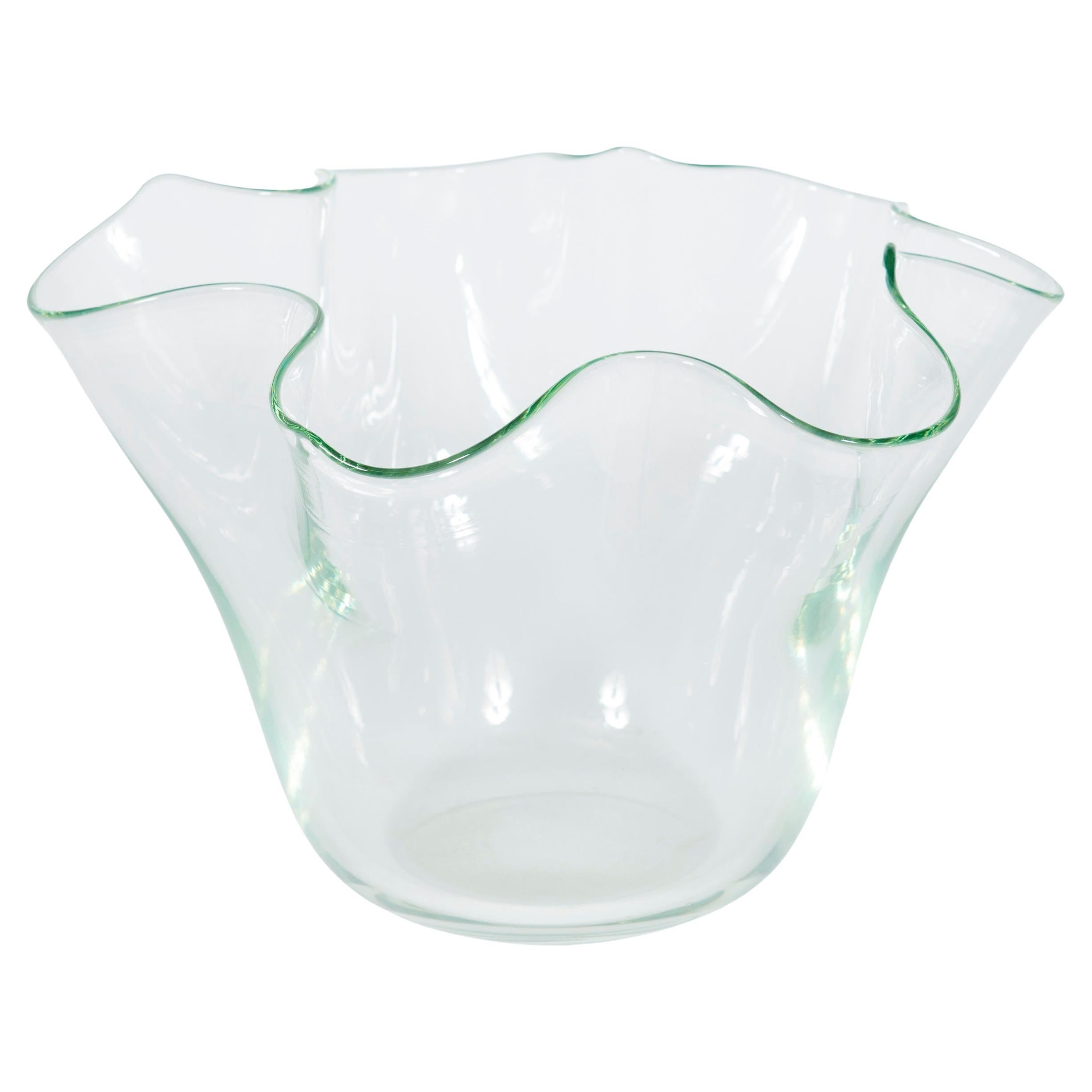Transparent Murano Glass Fazzoletto Centerpiece by Giovanni Dalla Fina, circa 19