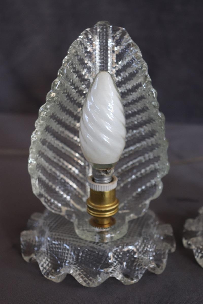 Transparent Murano Glass Pair of Table Lamps, Barovier & Toso 1950s 8