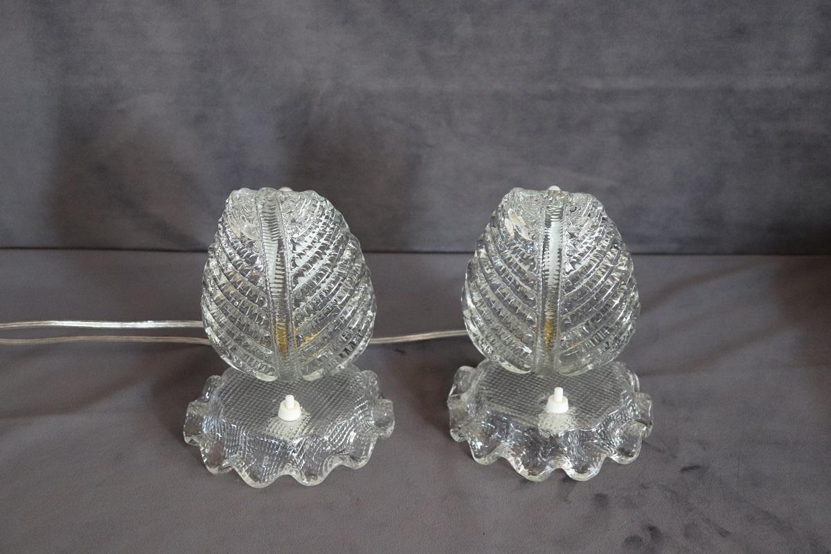Transparent Murano Glass Pair of Table Lamps, Barovier & Toso 1950s 10