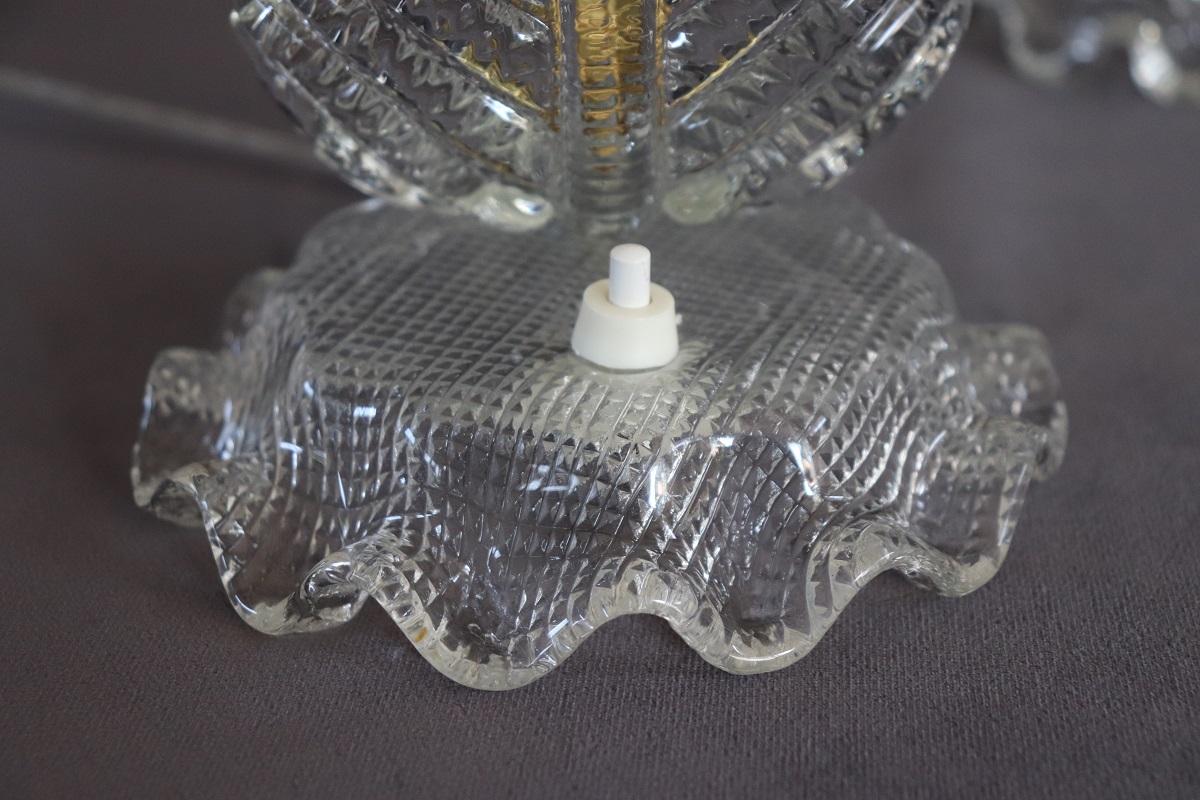 Transparent Murano Glass Pair of Table Lamps, Barovier & Toso 1950s 1