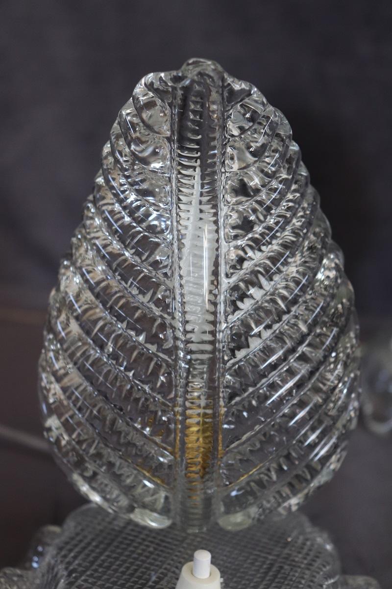 Transparent Murano Glass Pair of Table Lamps, Barovier & Toso 1950s 2