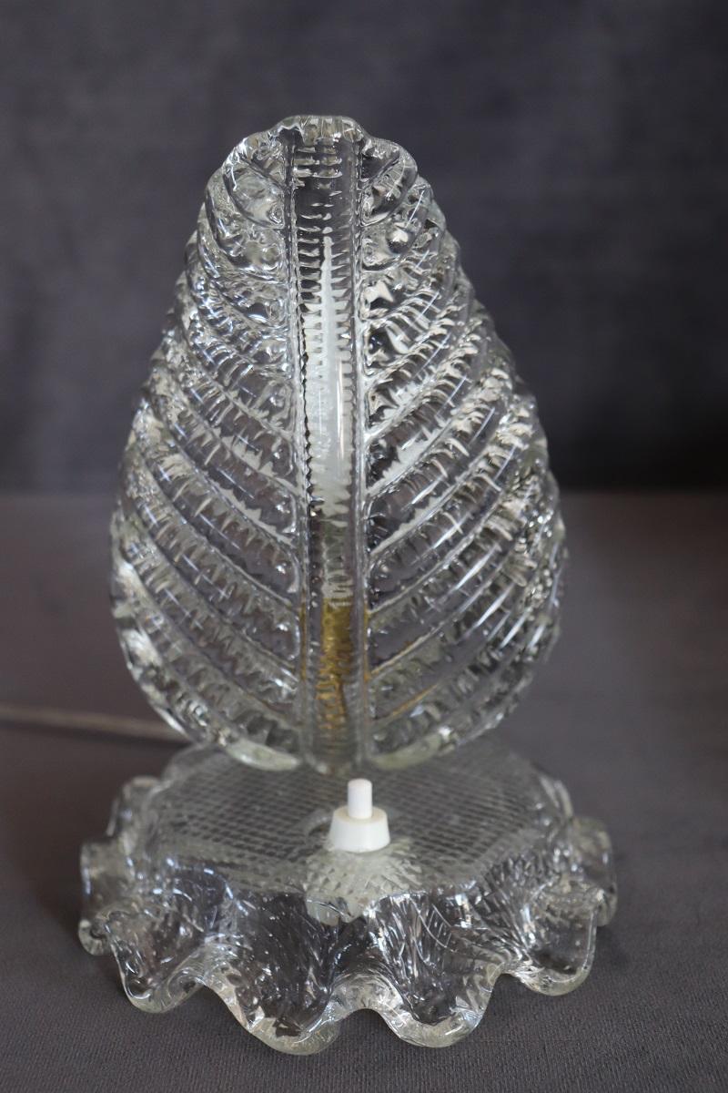Transparent Murano Glass Pair of Table Lamps, Barovier & Toso 1950s 3