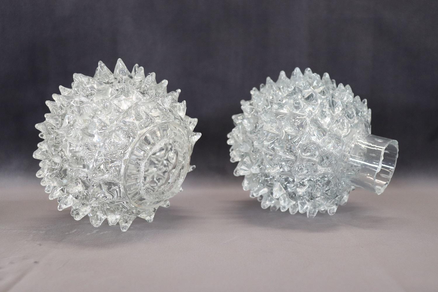 Transparent Murano Glass Pair of Table Lamps by Barovier & Toso, 1940s 10