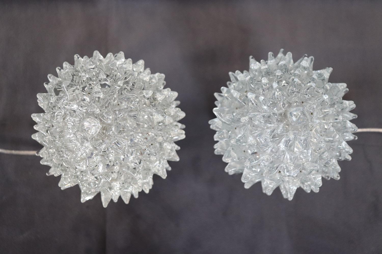 Transparent Murano Glass Pair of Table Lamps by Barovier & Toso, 1940s 11