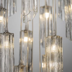 Transparent Murano Glass Tube Cascade Chandelier by Il Paralume Marina