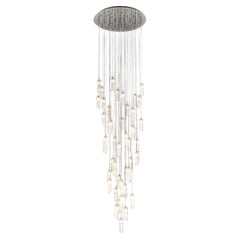 Transparent Murano Glass Tube Cascade Chandelier by Il Paralume Marina