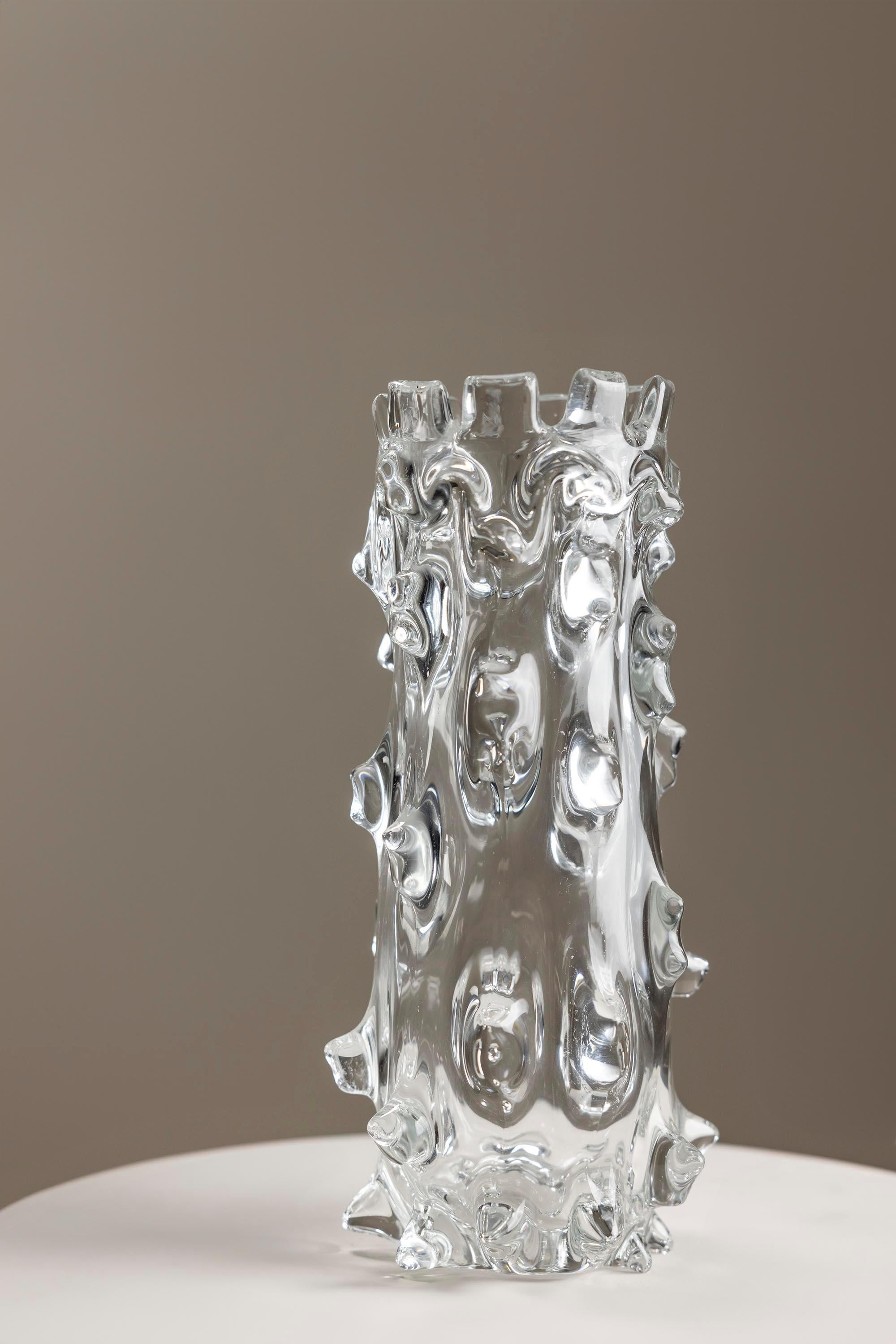 Transparent Murano Glass Vase By Barovier & Toso, Italy 1930's 5