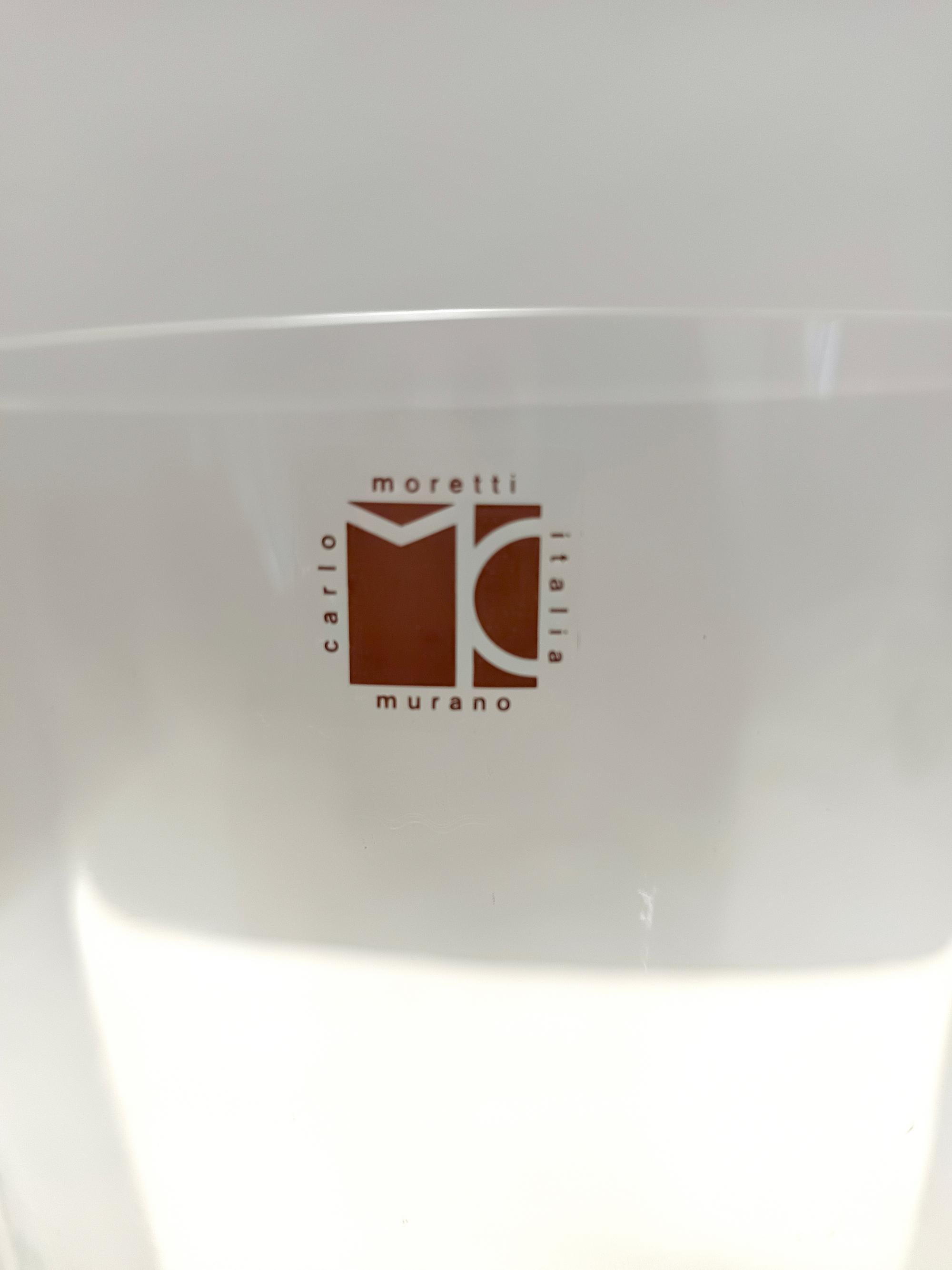 Vaso trasparente in vetro di Murano di Carlo Moretti, firmato ed etichettato, Italia anni '90 in vendita 5