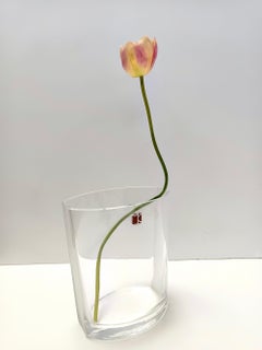 Transparent Murano Glass Vase by Carlo Moretti, Signed and Labeled, Italy 1990s