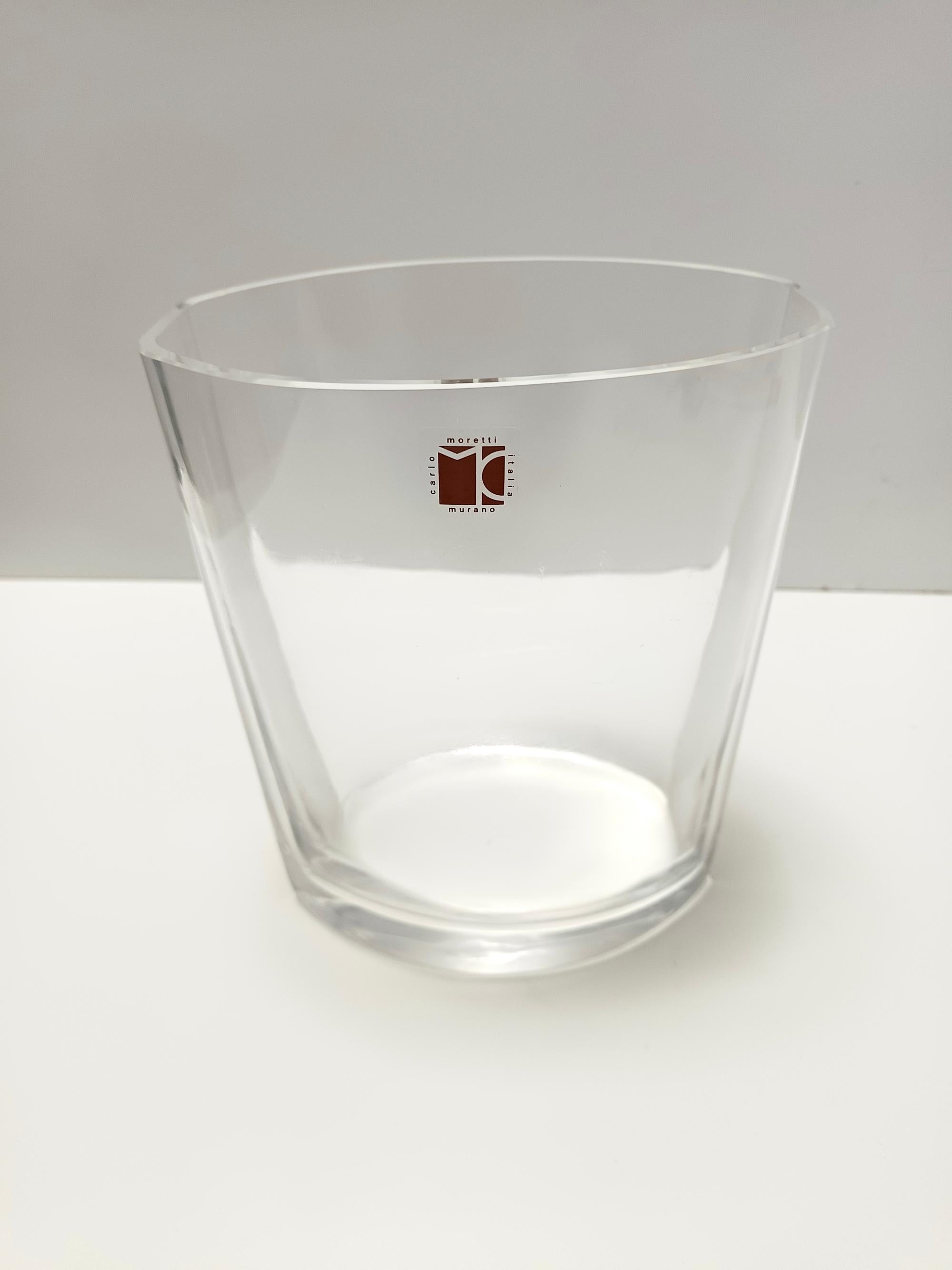 Italiano Vaso trasparente in vetro di Murano di Carlo Moretti, firmato ed etichettato, Italia anni '90 in vendita