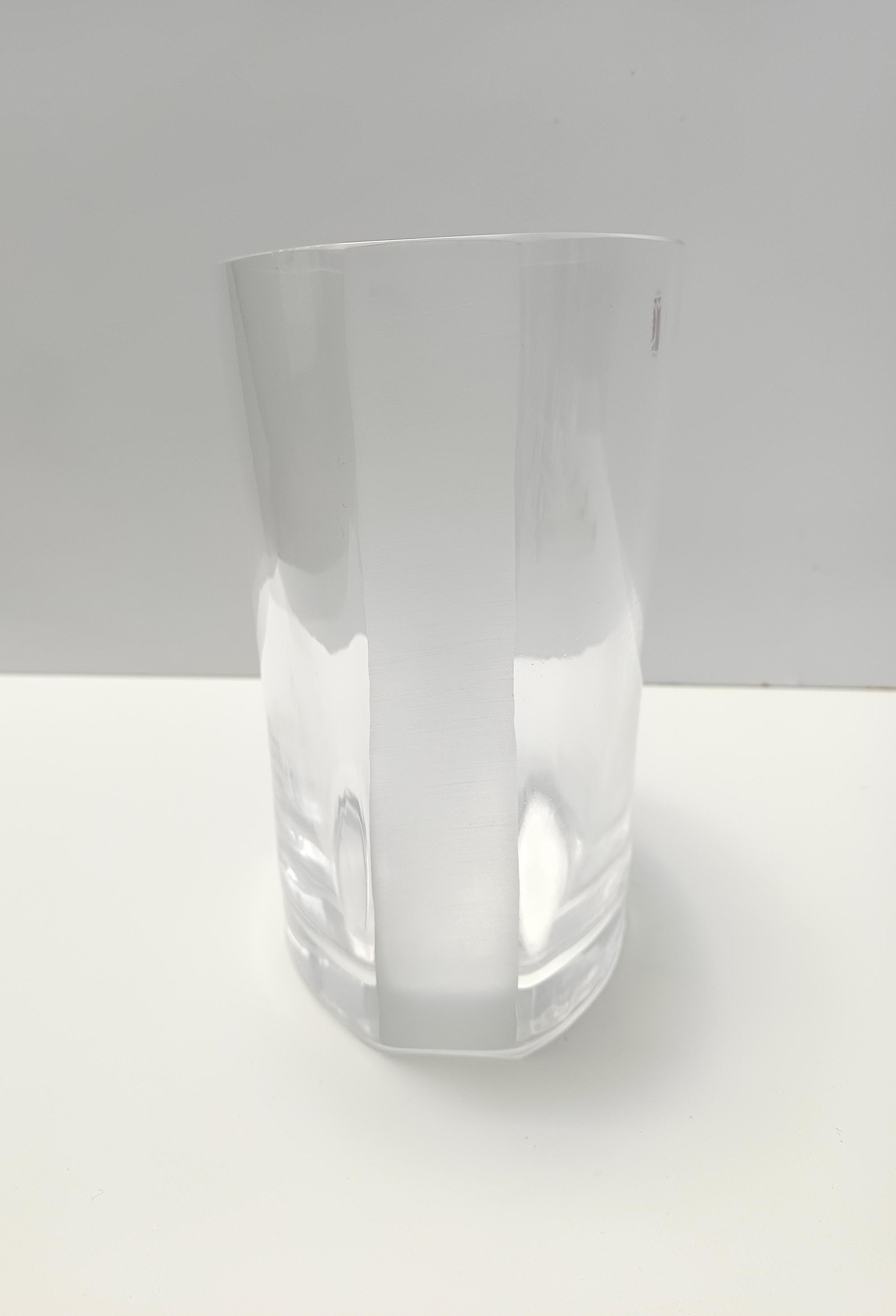 Vetro di Murano Vaso trasparente in vetro di Murano di Carlo Moretti, firmato ed etichettato, Italia anni '90 in vendita