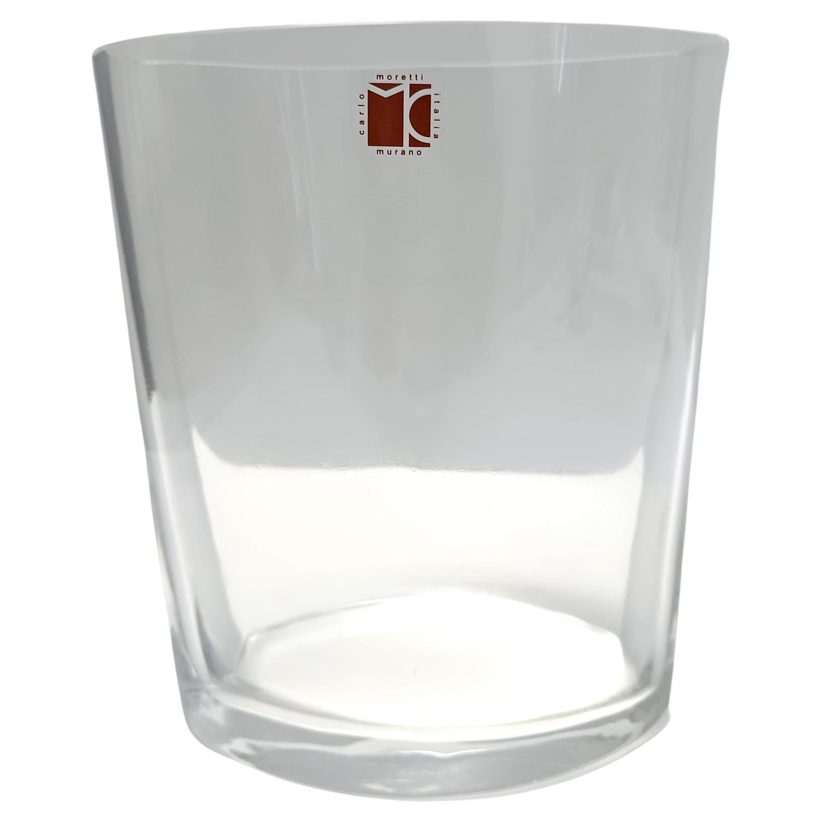 Vaso trasparente in vetro di Murano di Carlo Moretti, firmato ed etichettato, Italia anni '90