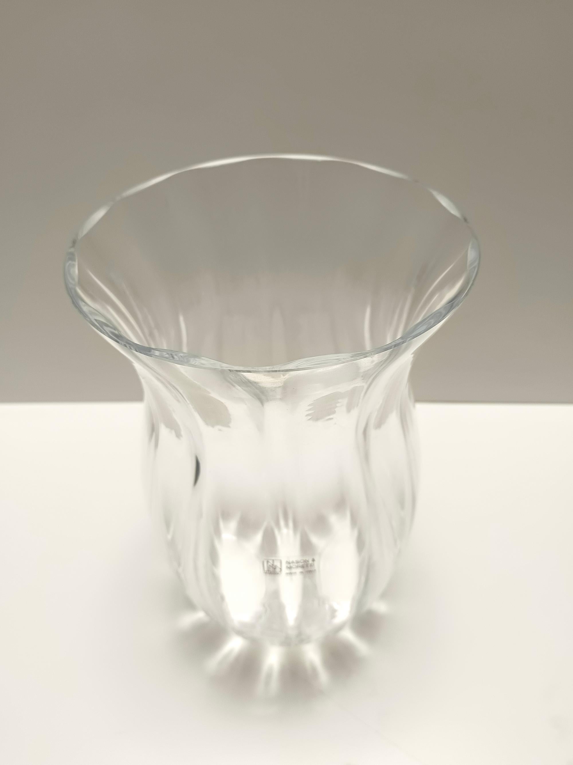 Post-Modern Transparent Murano Glass Vase by Moretti and Nason, Labeled, Italy 1990s For Sale