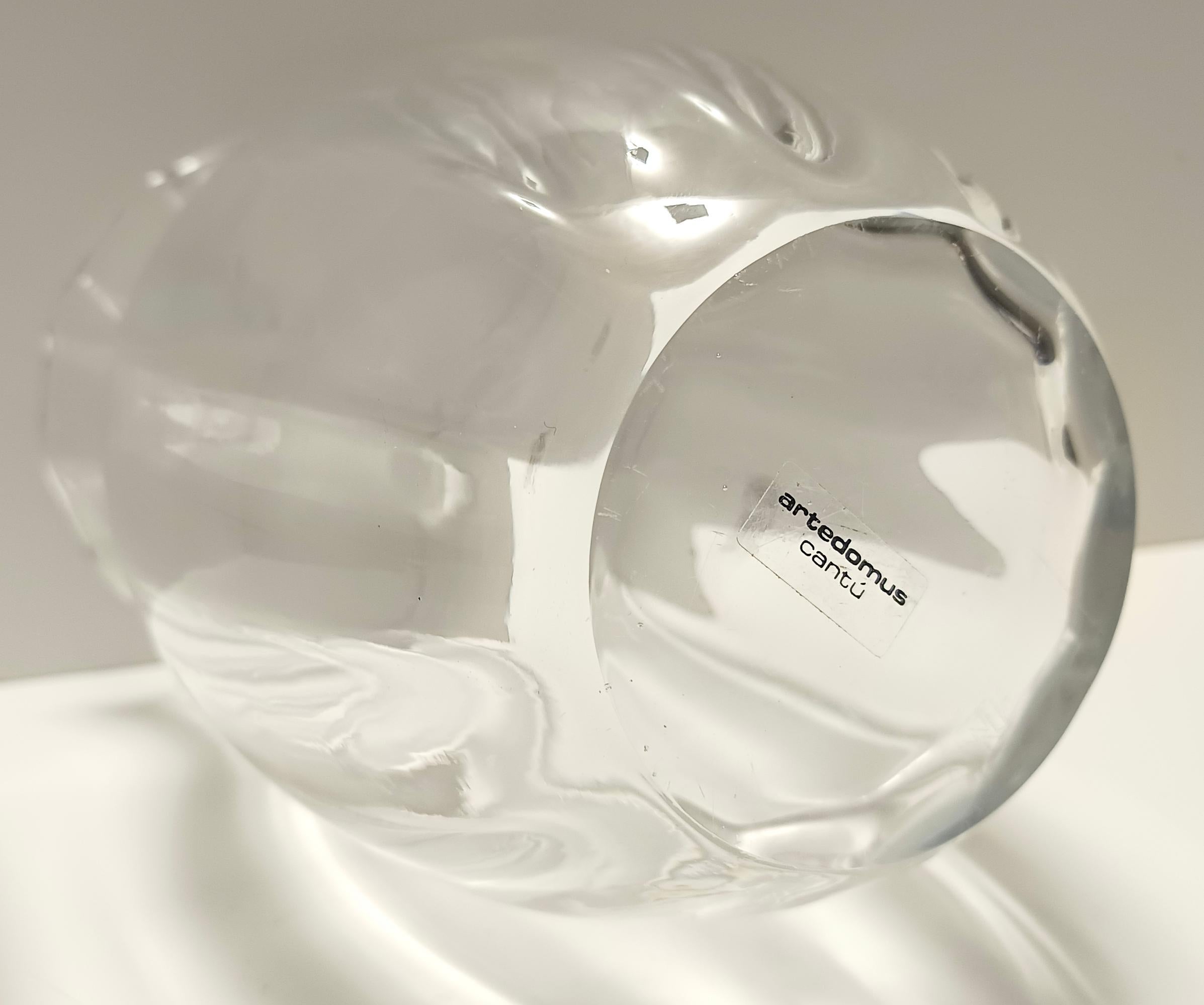 Transparent Murano Glass Vase by Moretti and Nason, Labeled, Italy 1990s In Excellent Condition For Sale In Bresso, Lombardy