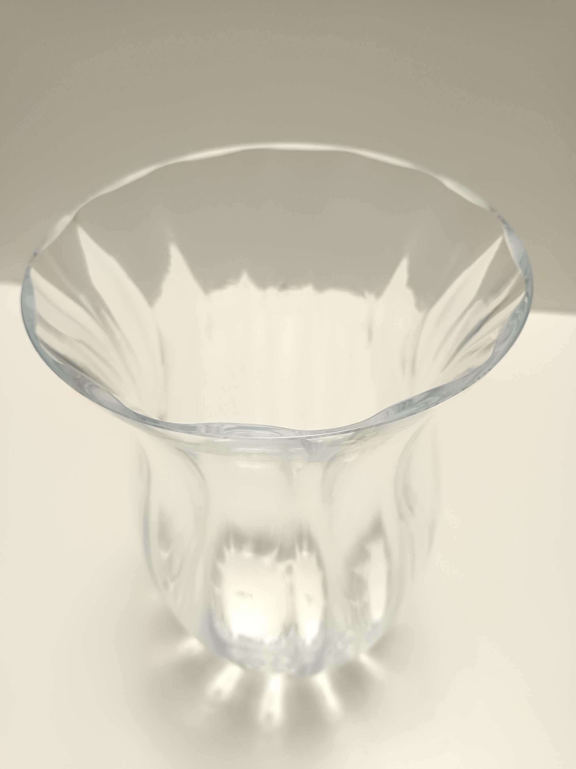 Late 20th Century Transparent Murano Glass Vase by Moretti and Nason, Labeled, Italy 1990s For Sale