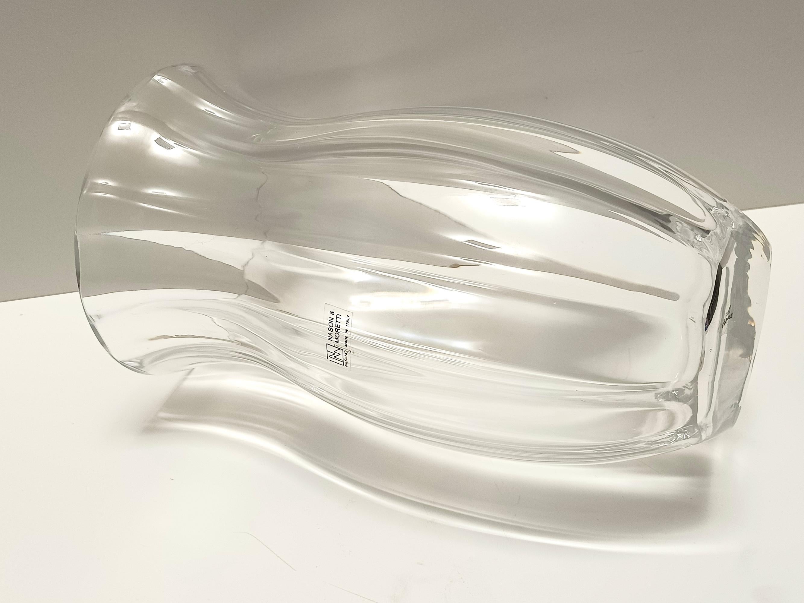 Transparent Murano Glass Vase by Moretti and Nason, Labeled, Italy 1990s For Sale 3