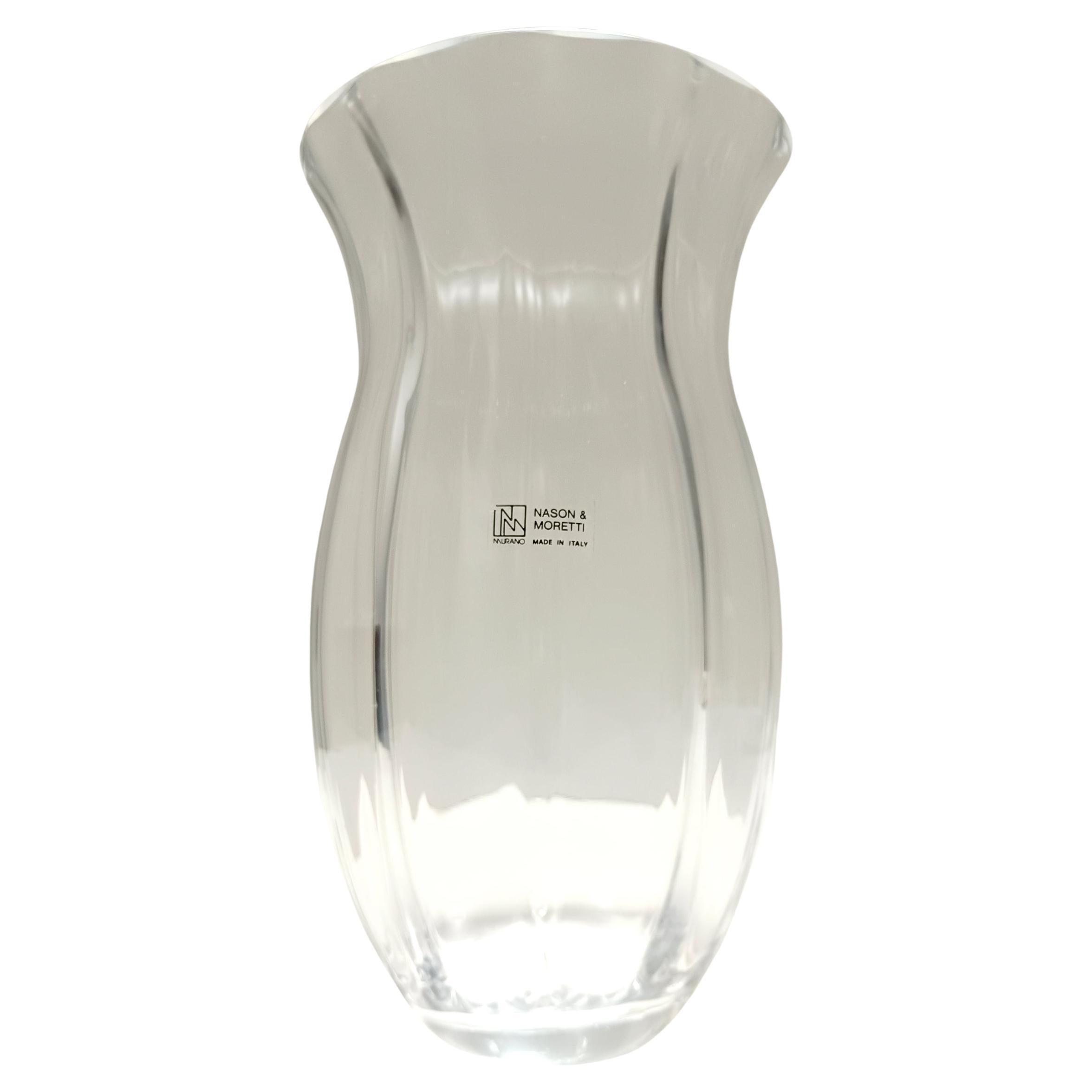 Vase en verre de Murano transparent de Moretti et Nason, étiqueté, Italie, années 1990