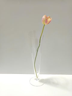 Vase Cartoccio de Murano transparent par Carlo Moretti, signé, 1983