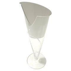 Transparent Murano Glass Vase "Cartoccio" by Carlo Moretti, Signed, 1983