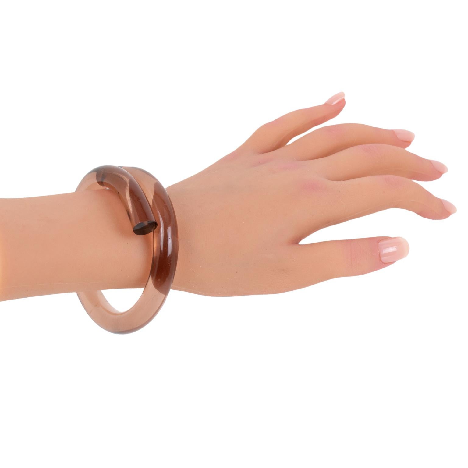 Transparent Pink Lucite Bypass Bracelet For Sale 3