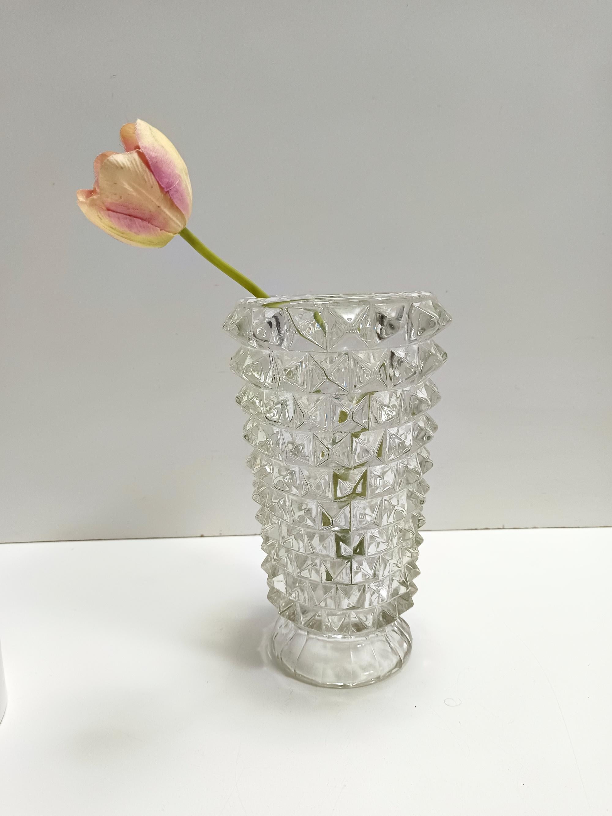 Mid-Century Modern Transparent Rostrated Murano Glass Vase attr. to Ercole Barovier, Italy For Sale