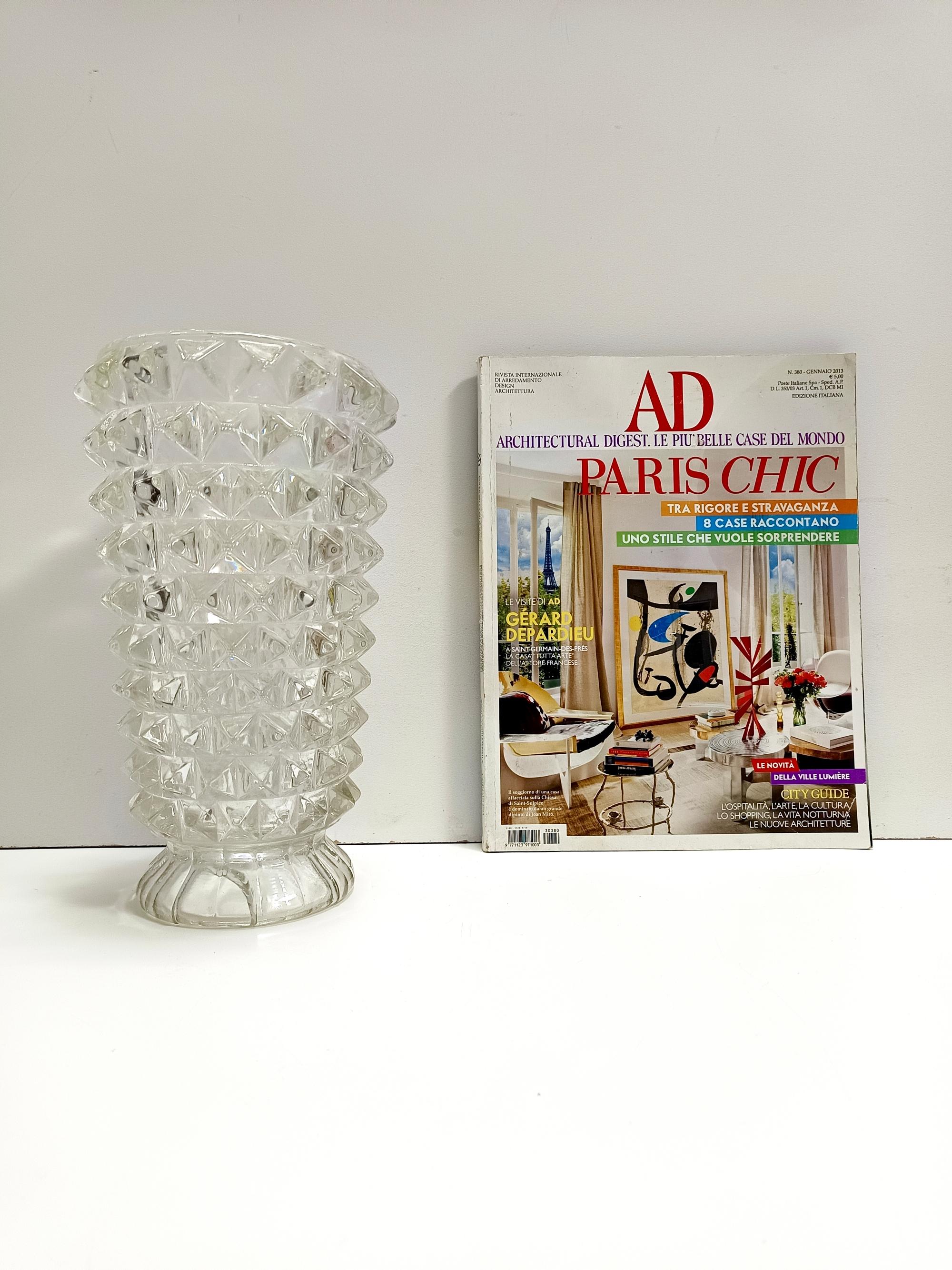 Italian Transparent Rostrated Murano Glass Vase attr. to Ercole Barovier, Italy For Sale