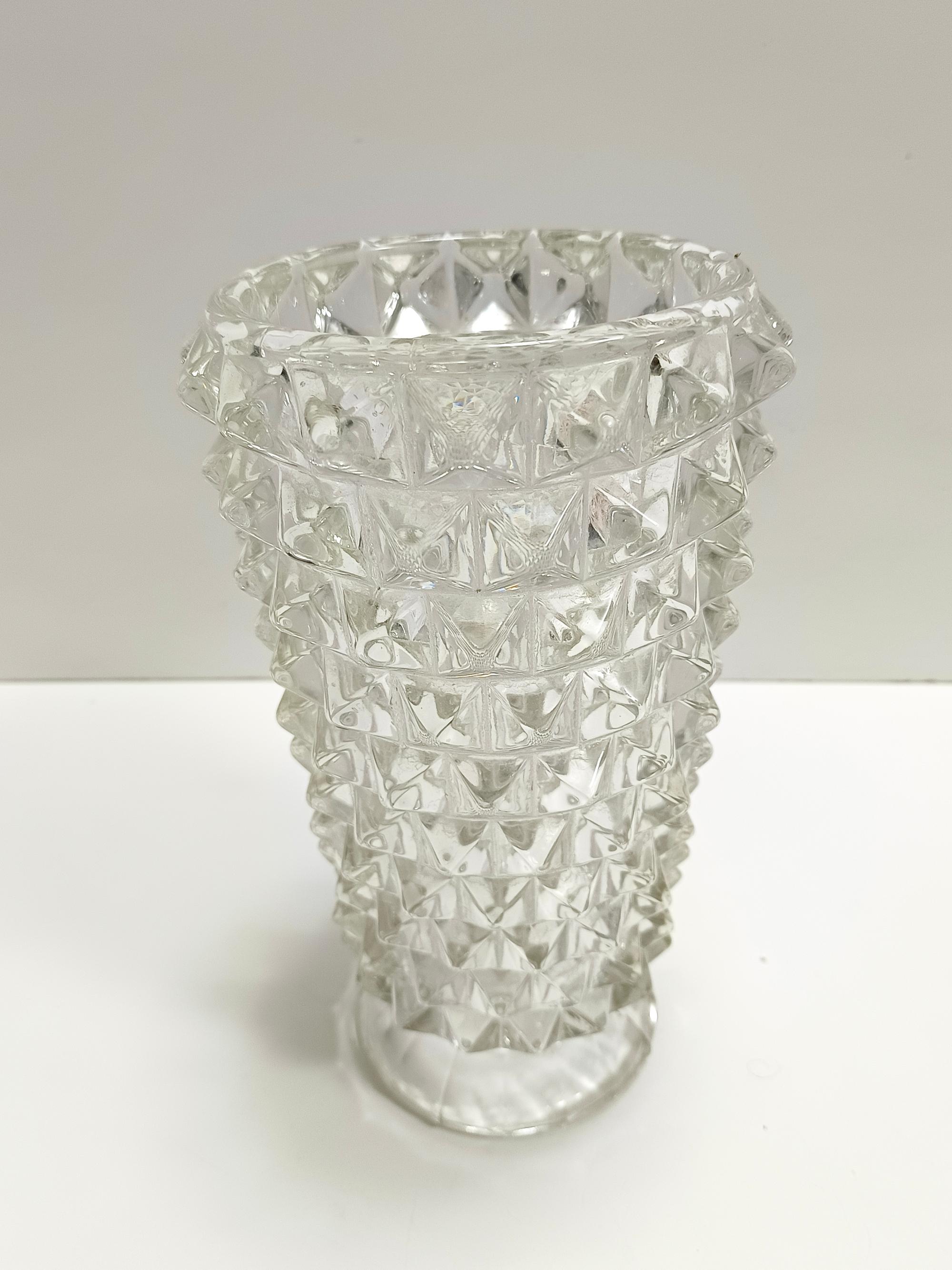 Transparent Rostrated Murano Glass Vase attr. to Ercole Barovier, Italy In Excellent Condition For Sale In Bresso, Lombardy