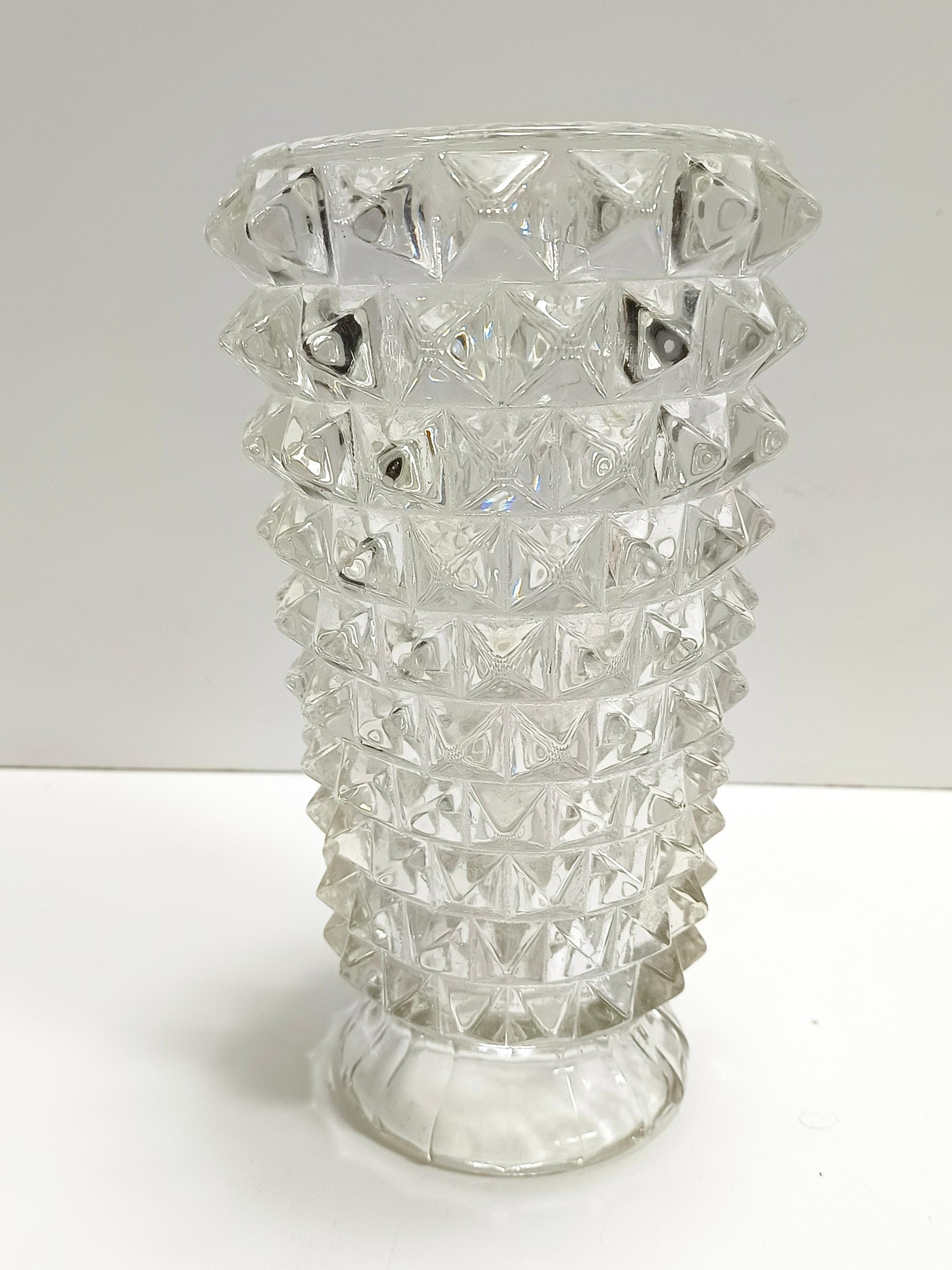 Mid-20th Century Transparent Rostrated Murano Glass Vase attr. to Ercole Barovier, Italy For Sale