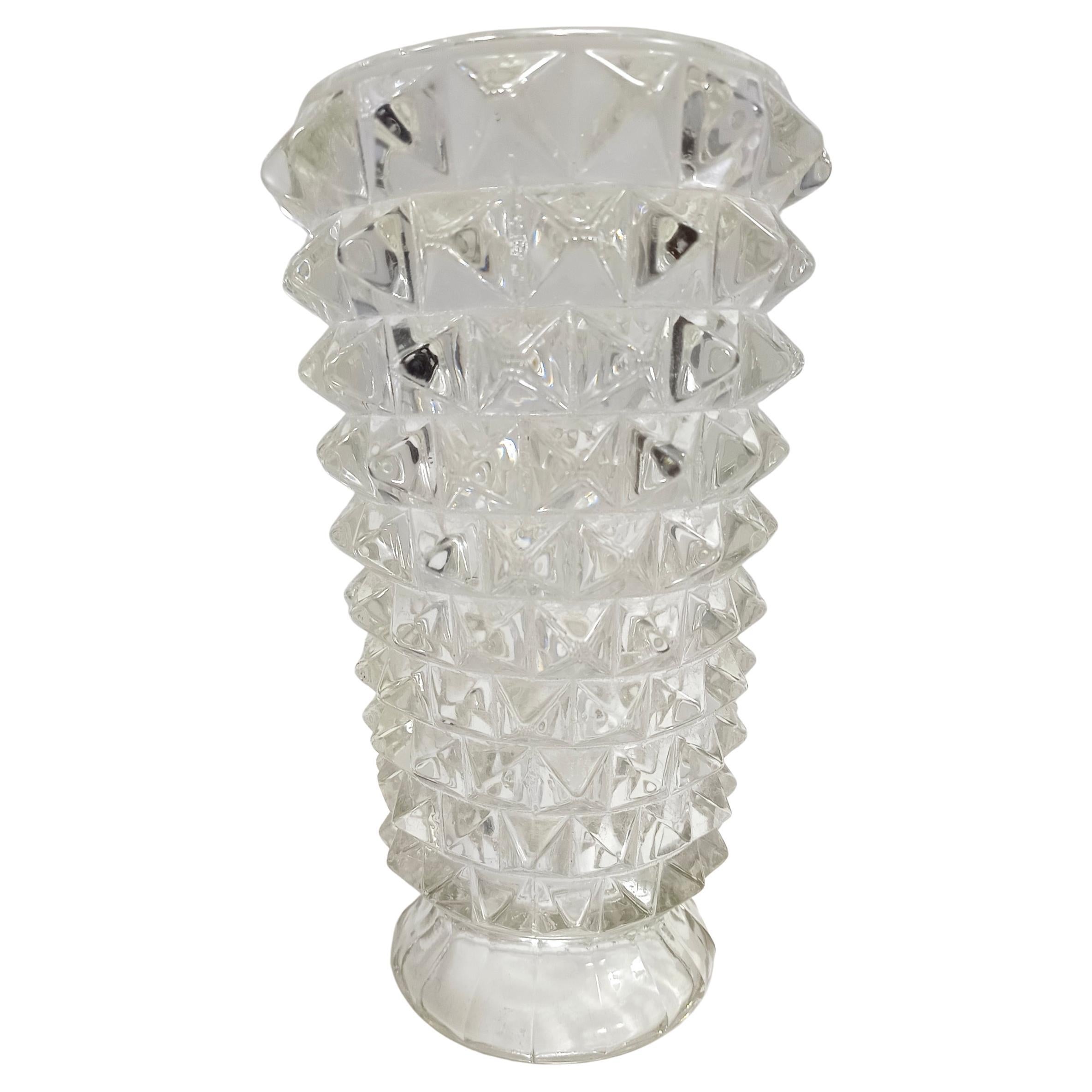 Transparent Rostrated Murano Glass Vase attr. to Ercole Barovier, Italy