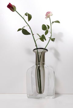 Vase aus transparentem und grauem Murano-Glas Sommerso von Hora P mit rhomboidem Sockel