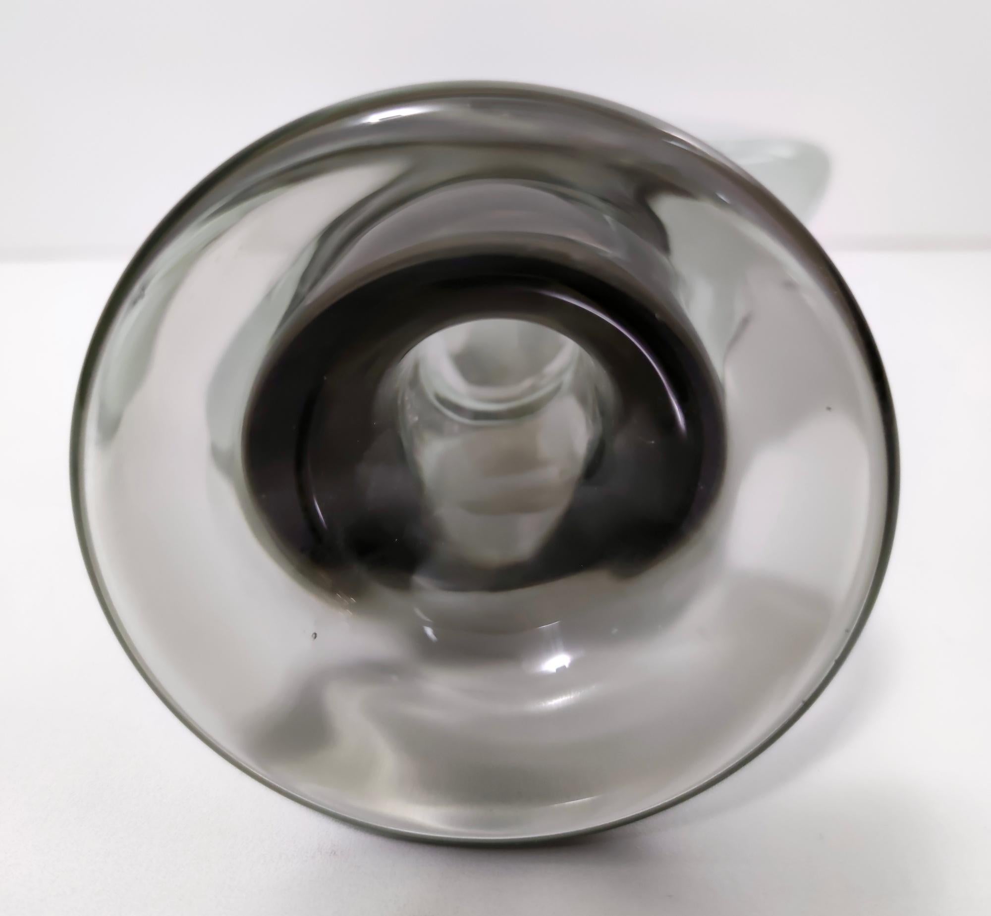 Transparent Sommerso Murano Glass Vase by Hora P with Rhomboid Base, 1980s In Excellent Condition For Sale In Bresso, Lombardy
