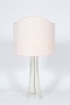 Transparent Table Lamp in Blown Murano Glass with Meanders, Italy, 1980s
