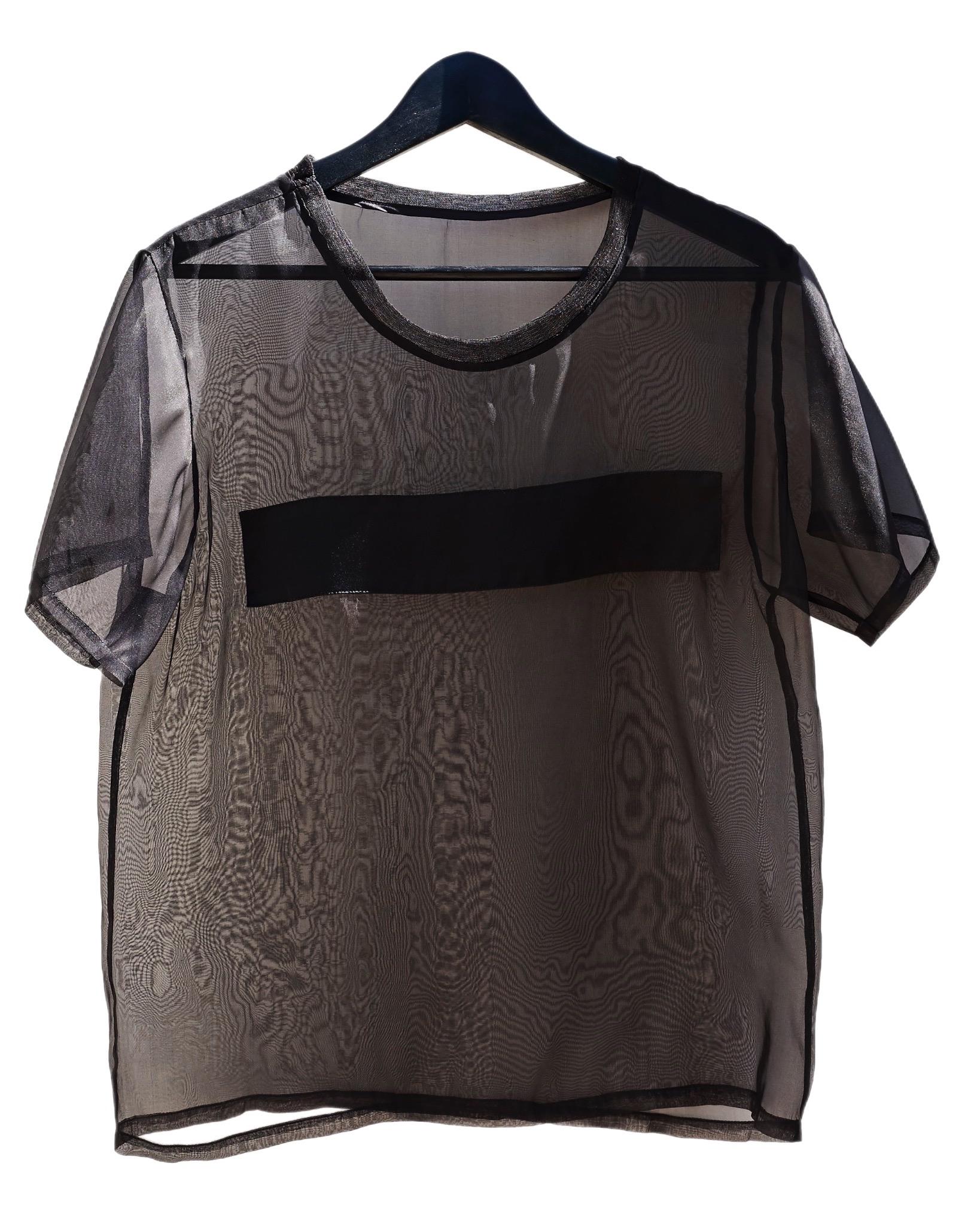 Transparentes T-Shirt aus durchsichtiger Seide und Organza, schwarz, J Dauphin Damen