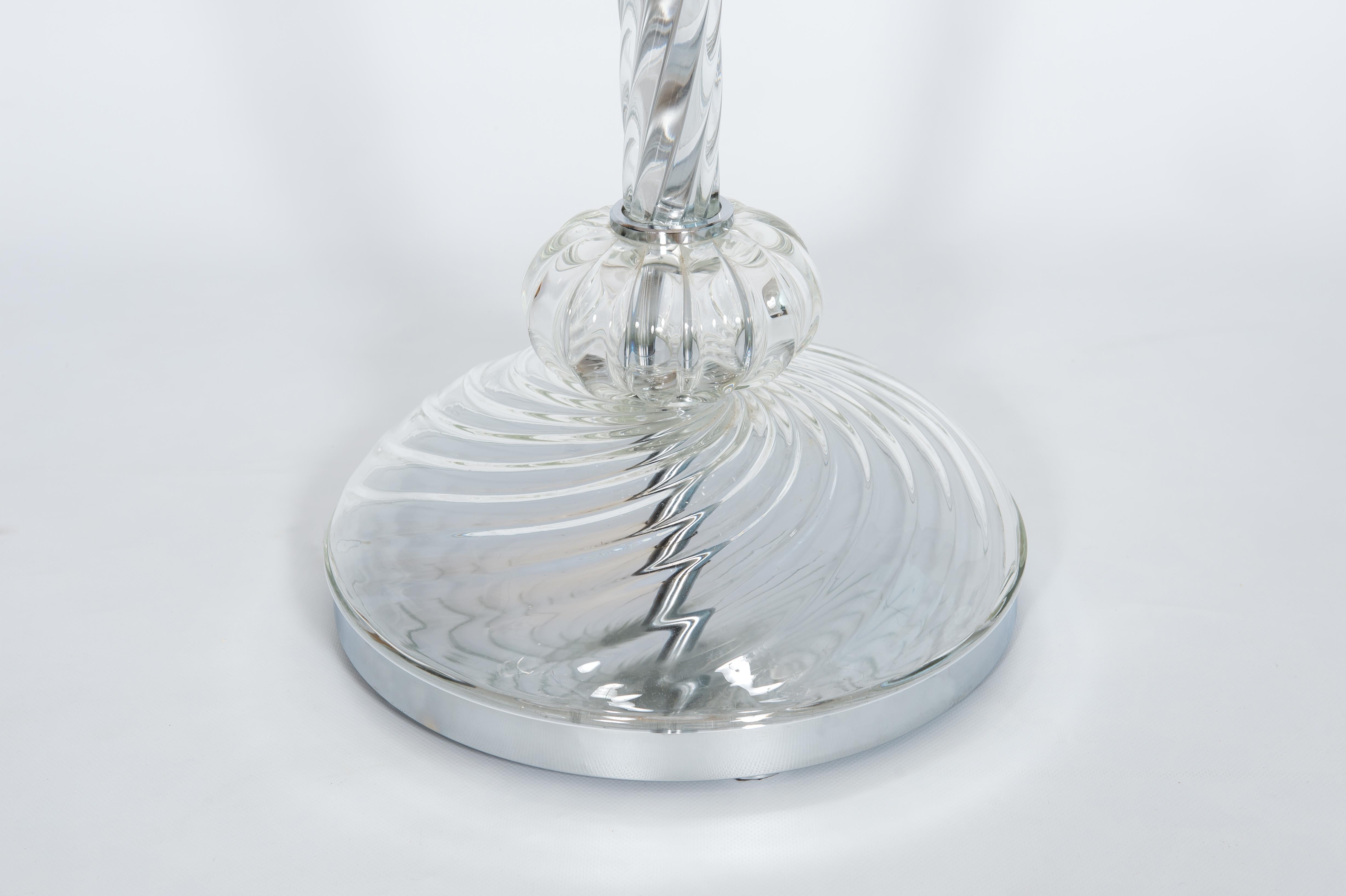Transparent Torchon Floor Lamp in Blown Murano Glass, Contemporary, Venice For Sale 1