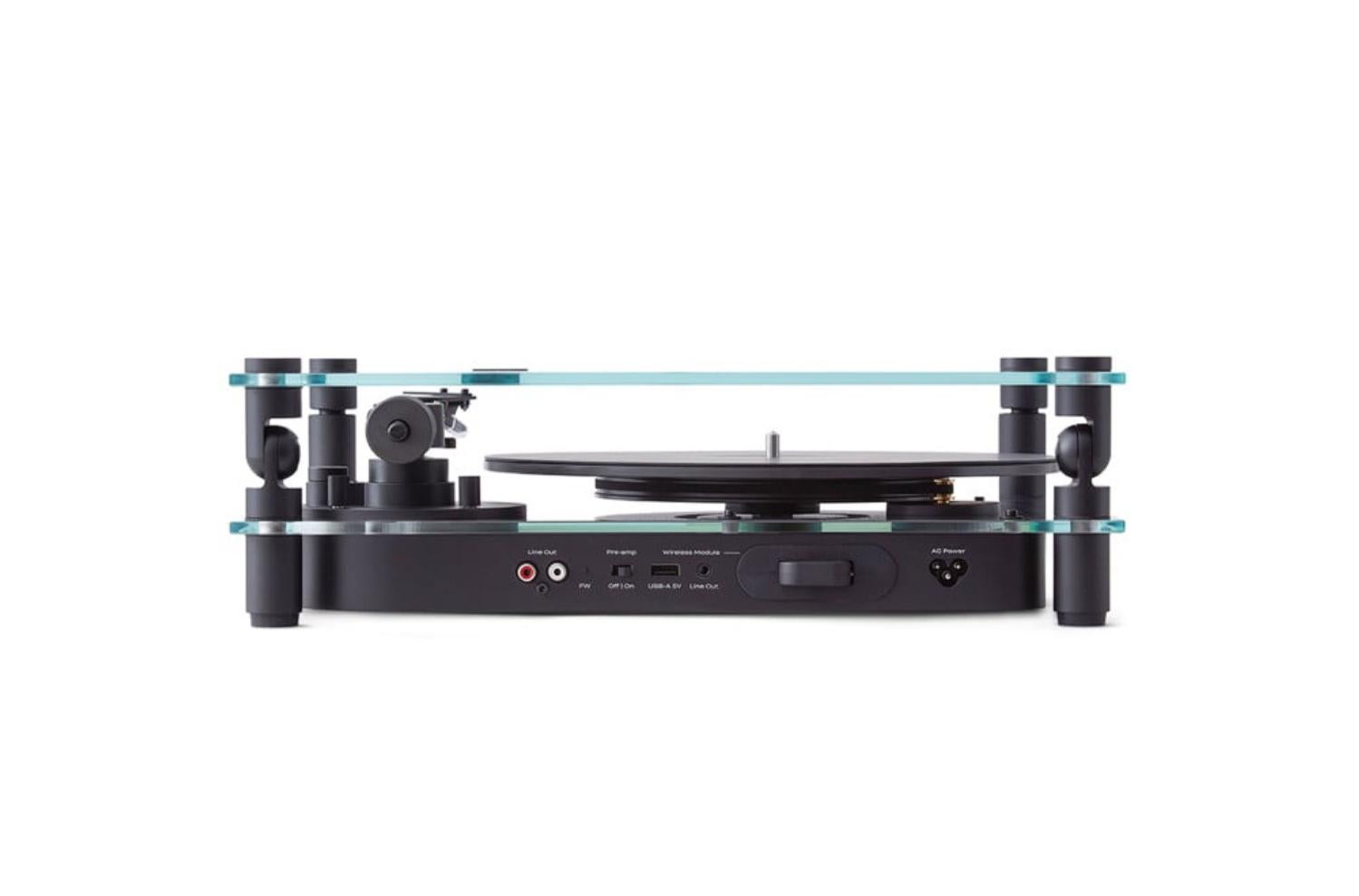 The Transparent Turntable is a reinvention of a classic vinyl record player, designed for a modern home and an ever evolving technology. The Transparent Turntable is meticulously crafted out of aluminium and tempered glass. It is a belt driven