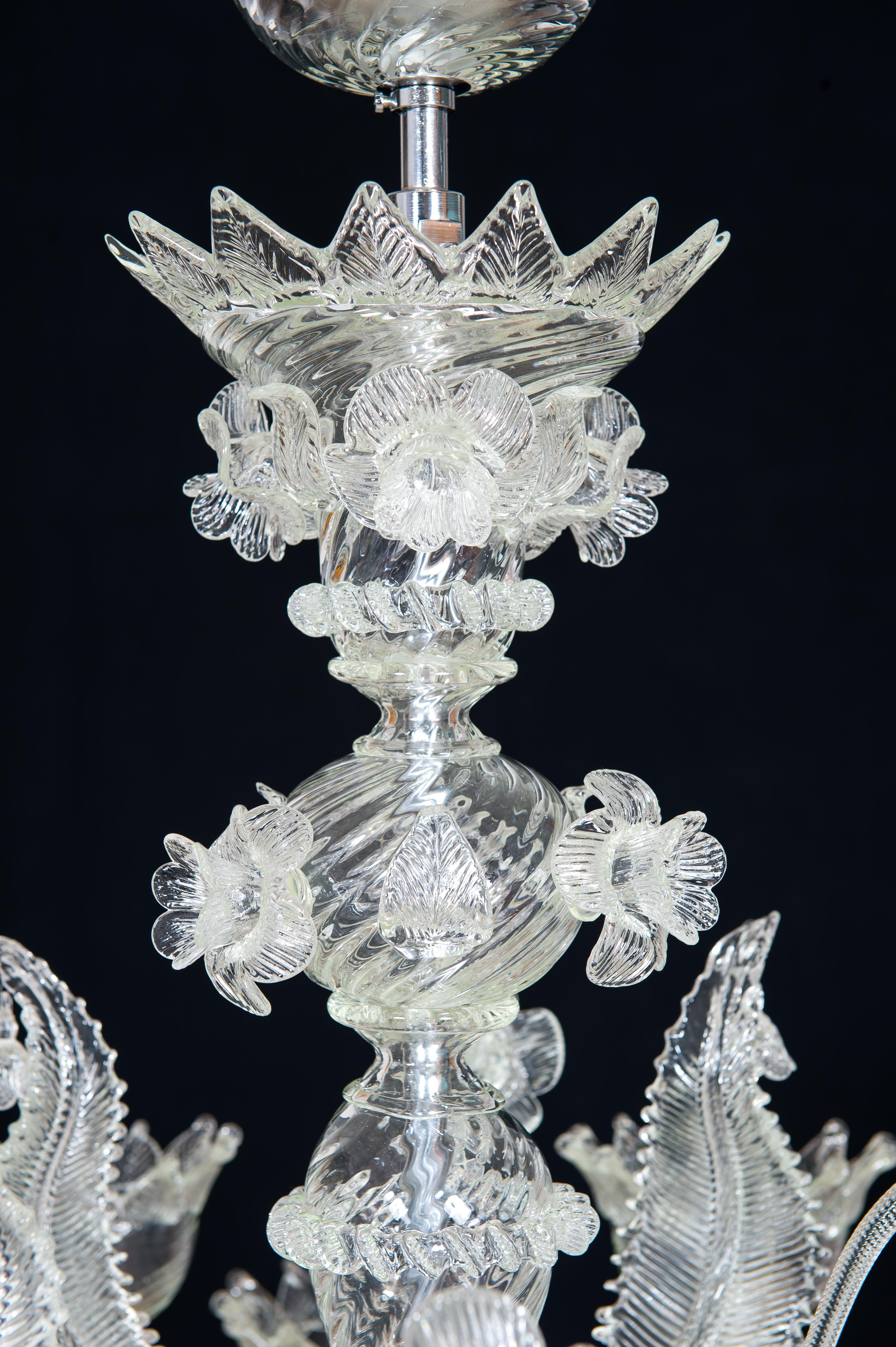 Transparent Venetian Murano Glass Chandelier with 16 Lights, 21st Century For Sale 13