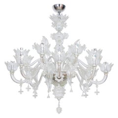 Lustre vénitien en verre de Murano transparent à 16 éclairages, XXIe siècle